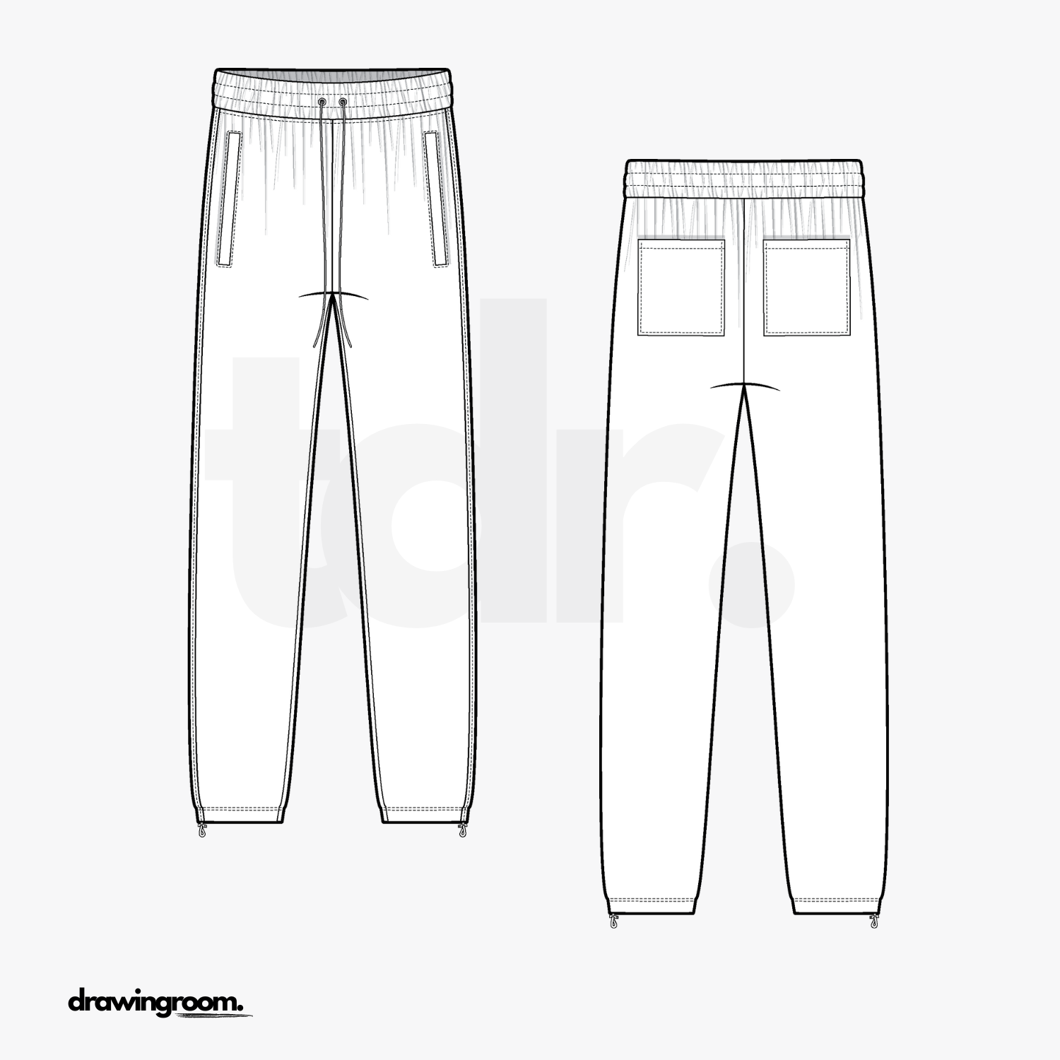 Elastic Bottom Sweat Pants - Flat Mockup Vector