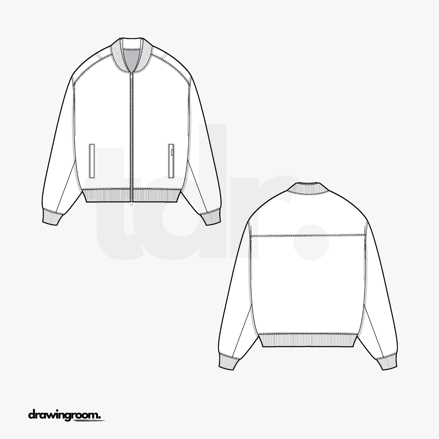 Bomber Zip Jacket - Flat Mockup Vector