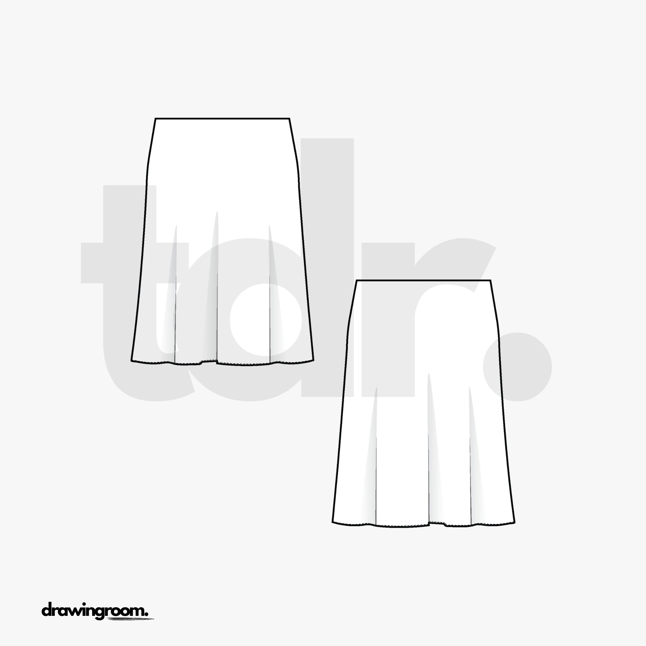 A-Line Above Knee Skirt - Flat Mockup Vector