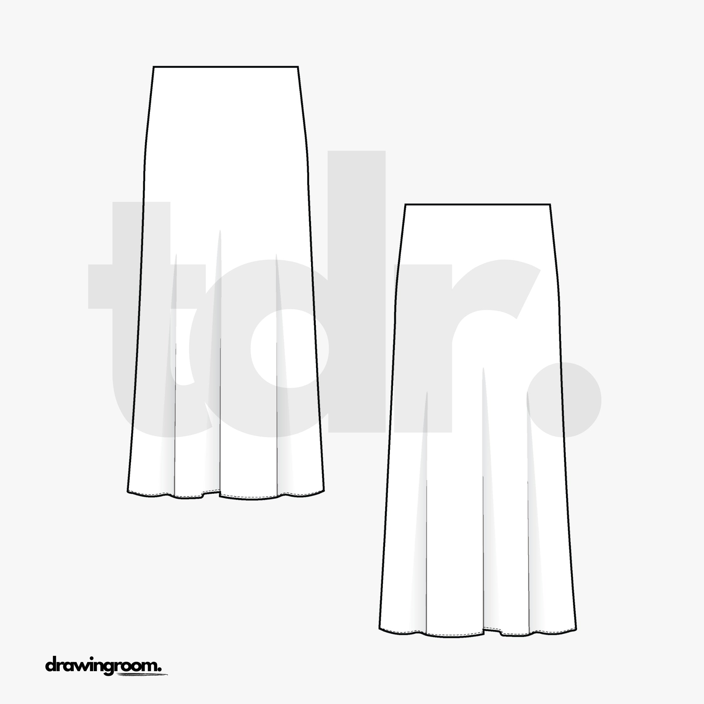 A-Line Midi Skirt - Flat Mockup Vector