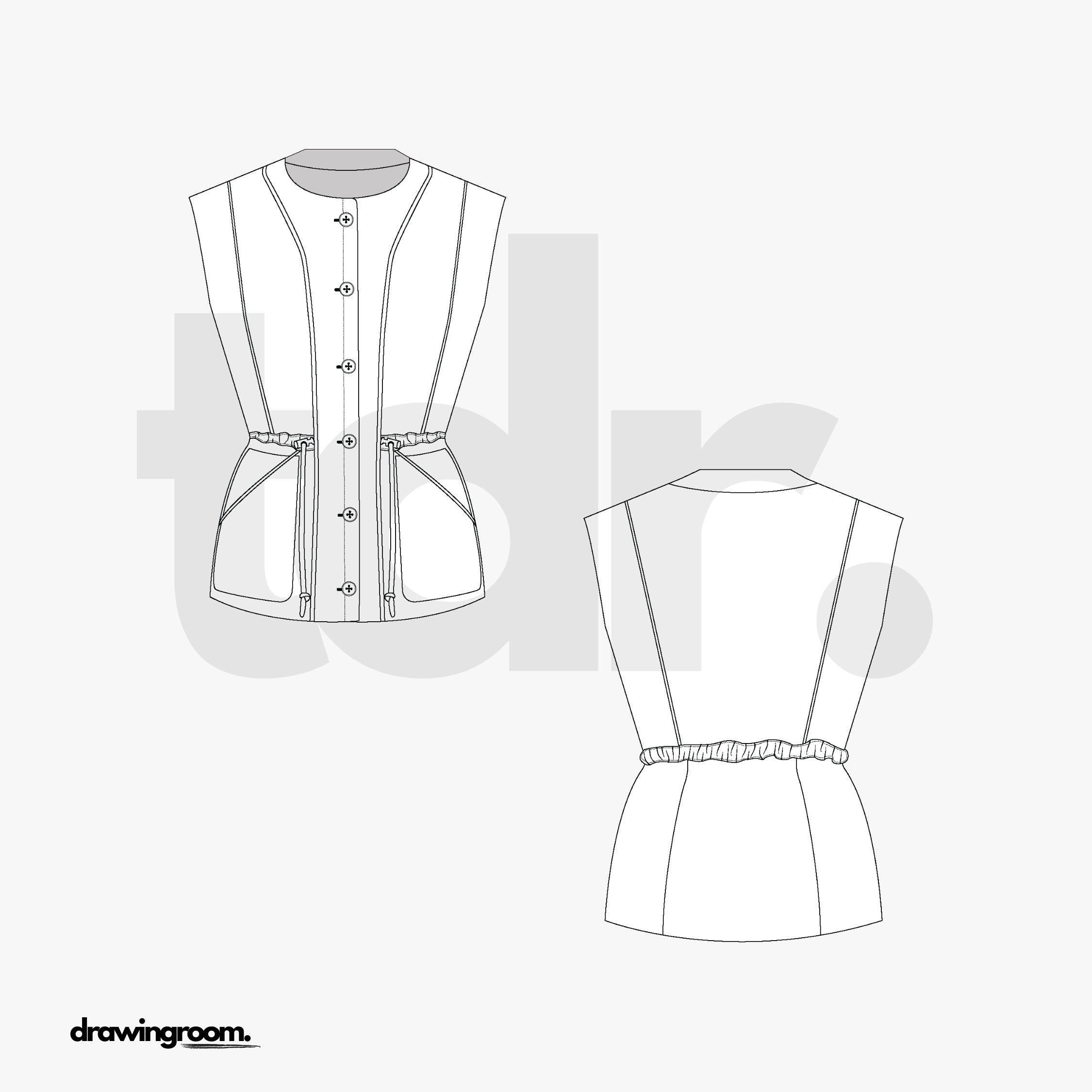 Adjustable Waist Vest - Flat Mockup Vector