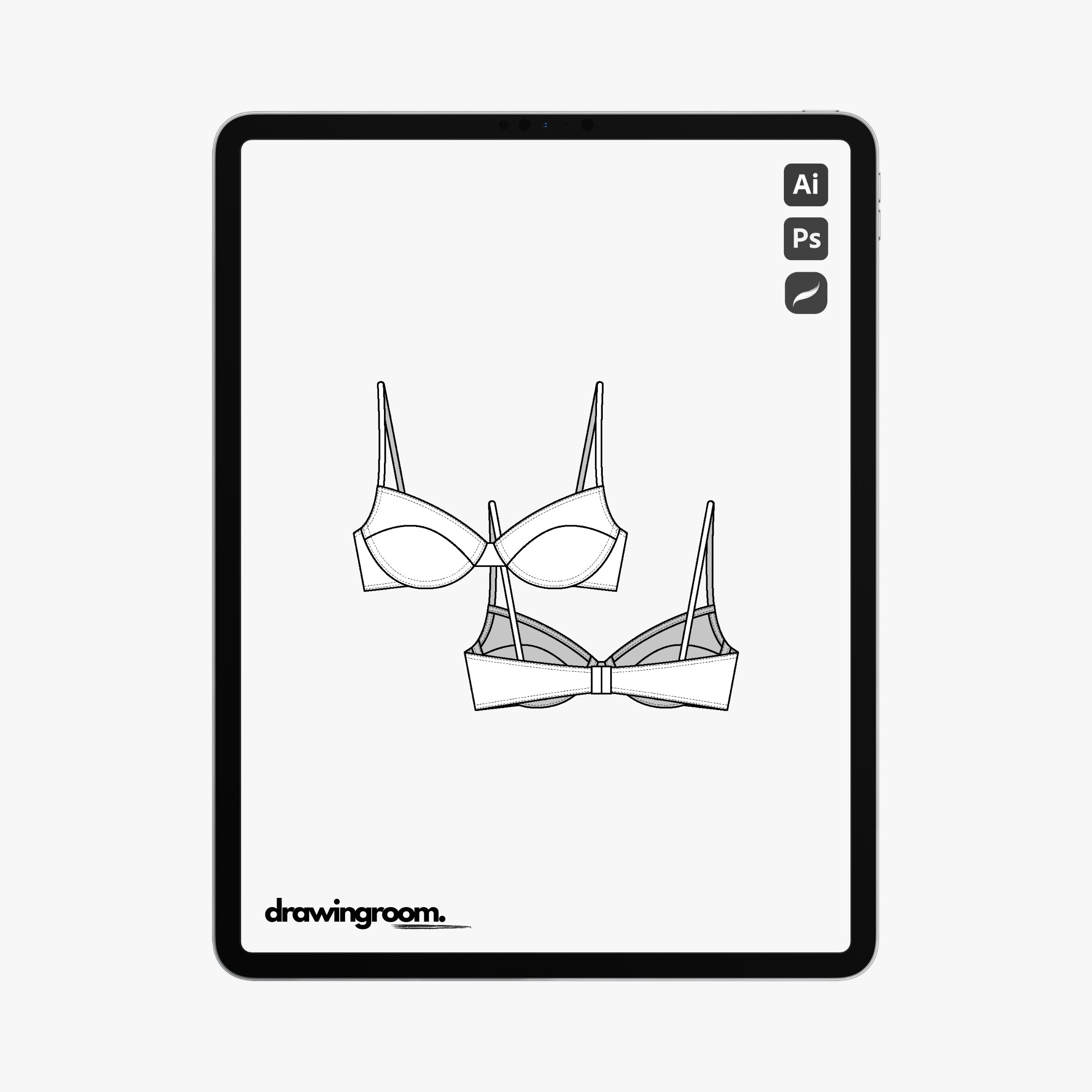 Balconette Bikini Top - Flat Mockup Vector