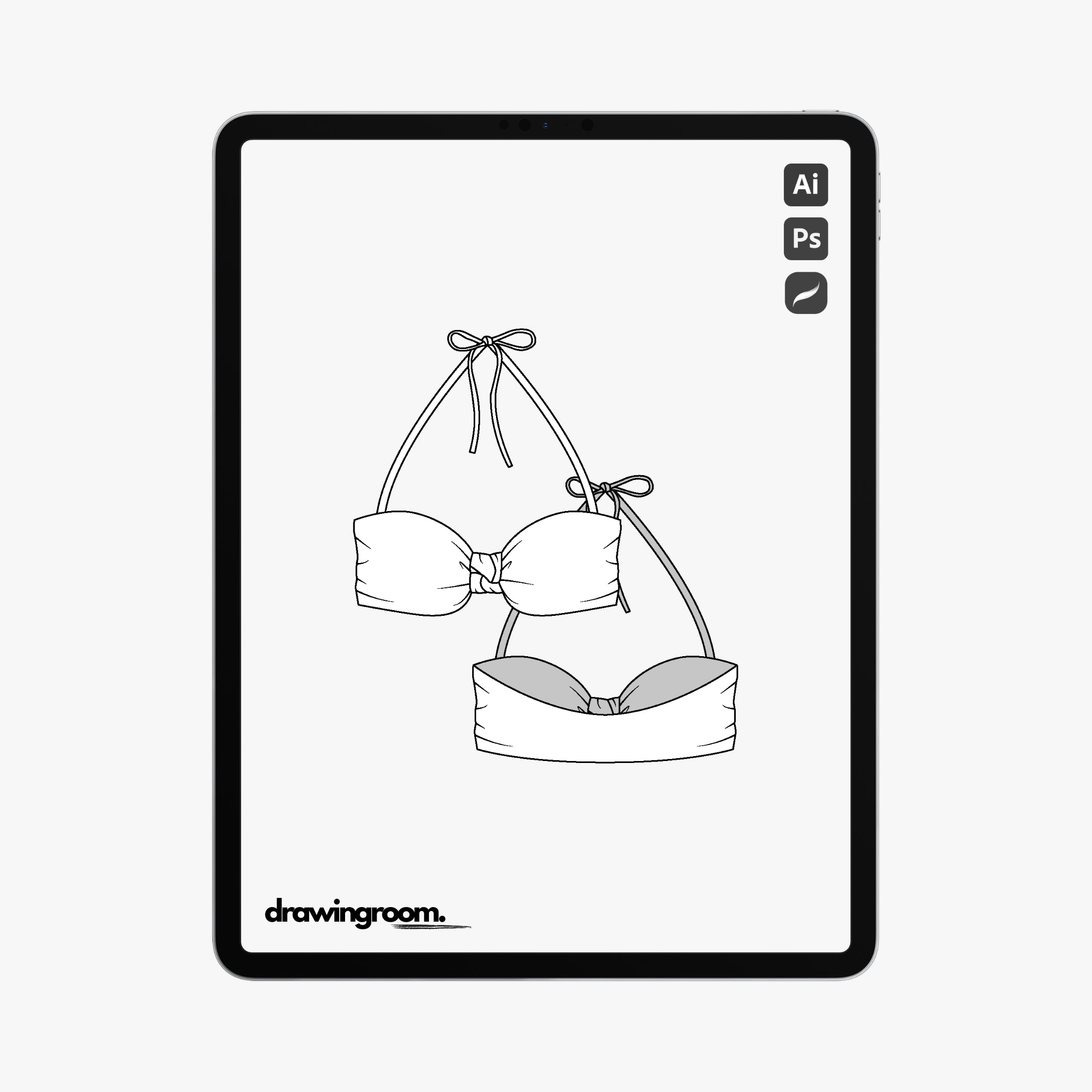 Bandeau Halter Bikini Top - Flat Mockup Vector