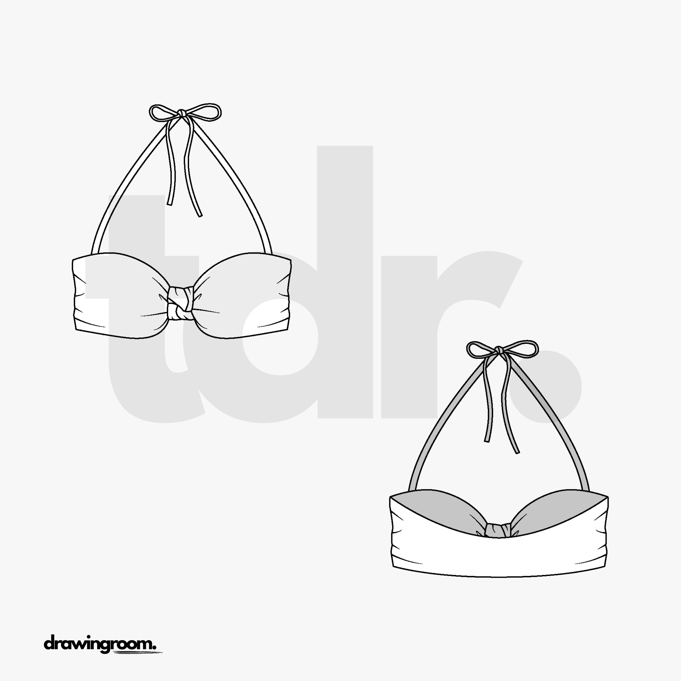 Bandeau Halter Bikini Top - Flat Mockup Vector