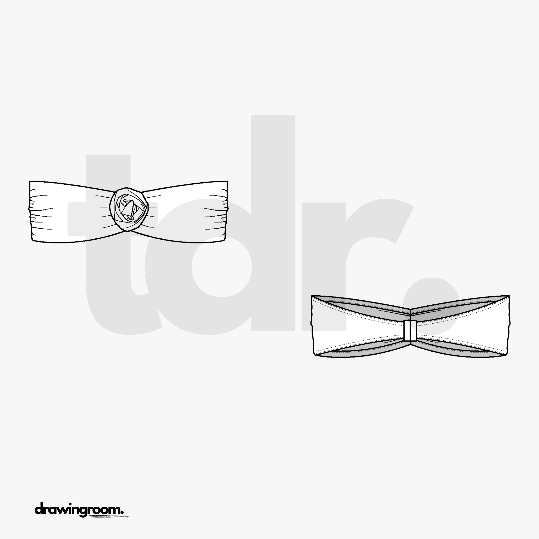 Bandeau with Front Rose Bikini Top - Flat Mockup Vector