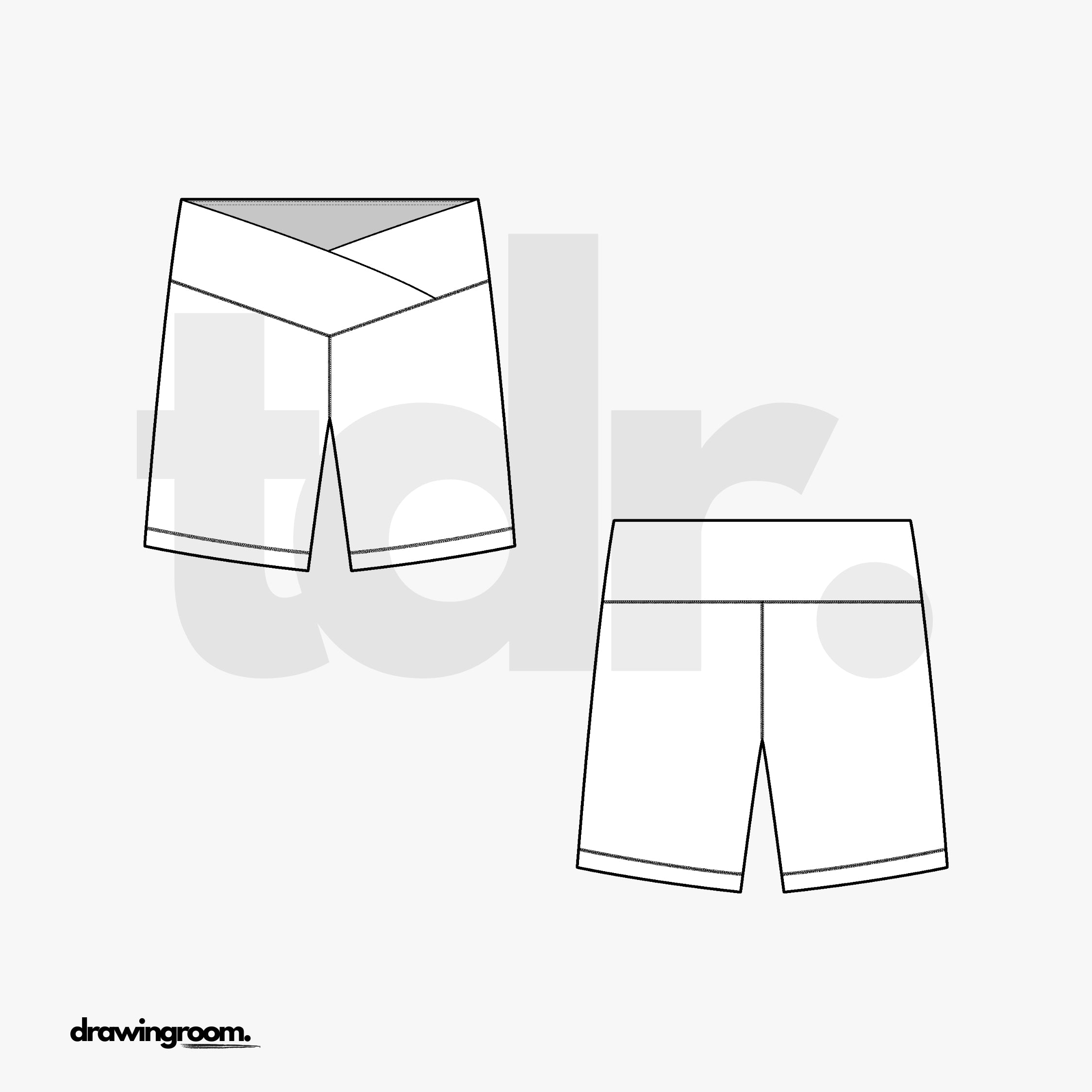 Biker Shorts with V-Cut Waistband - Flat Mockup Vector