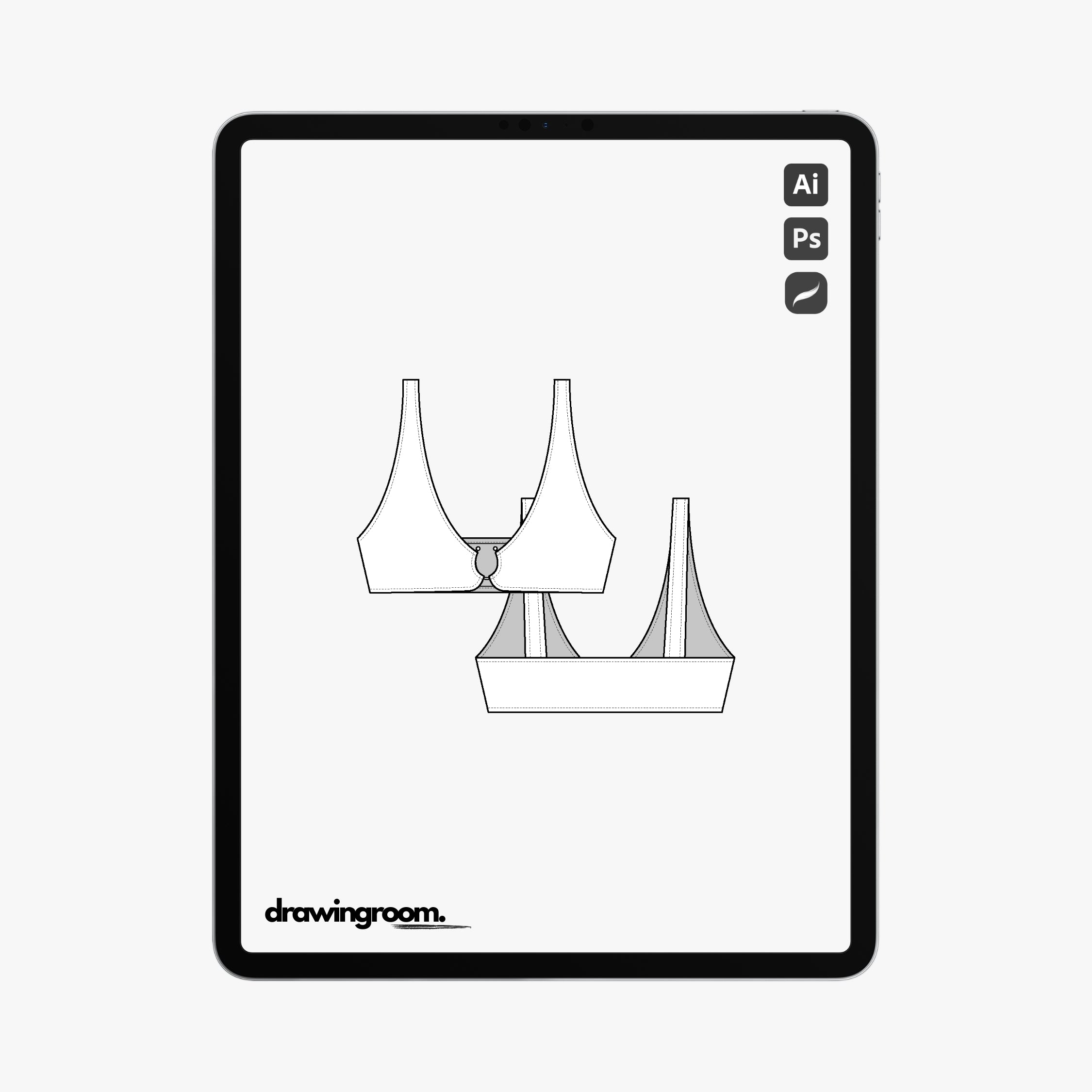 Bralette with Ring Connector Bikini Top - Flat Mockup Vector