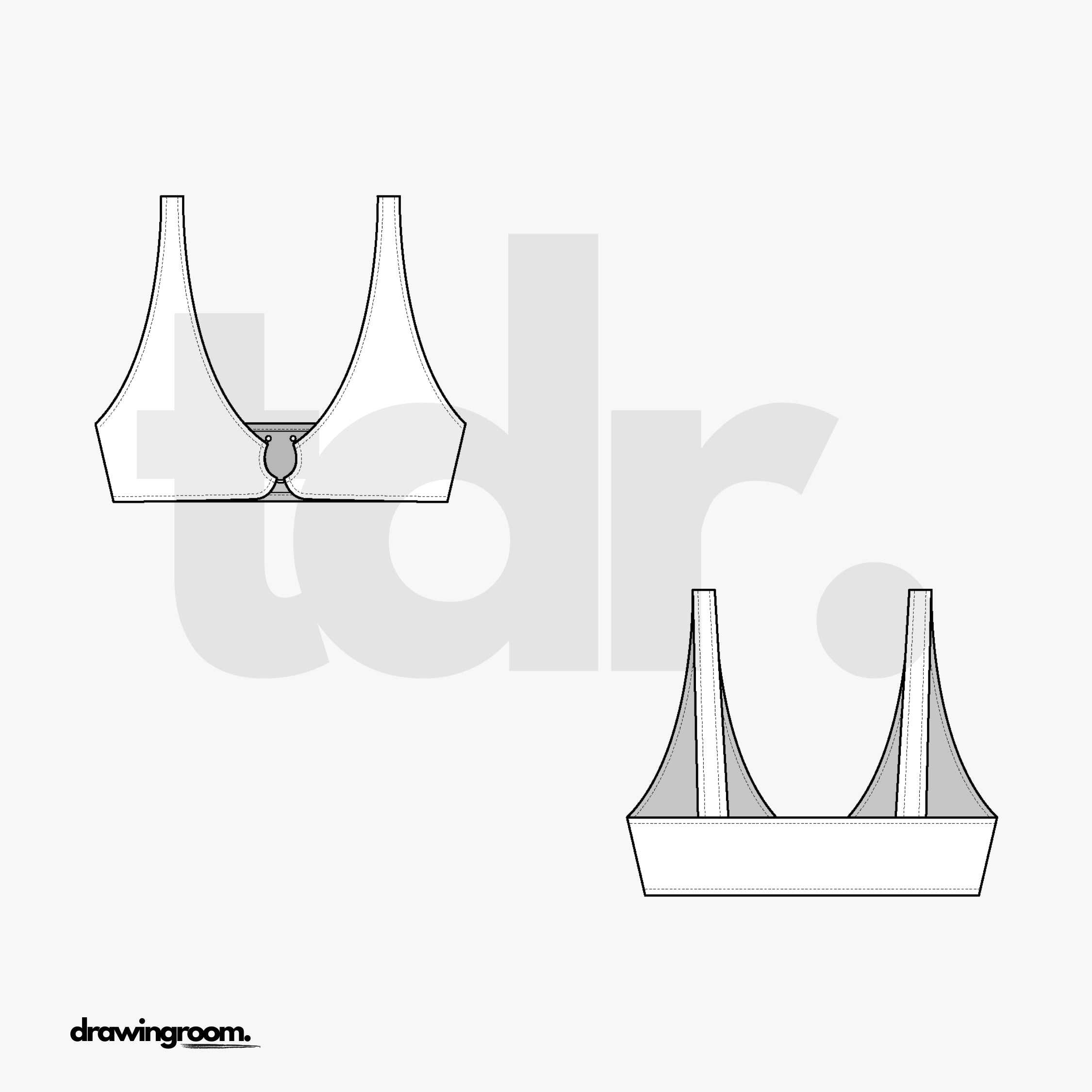 Bralette with Ring Connector Bikini Top - Flat Mockup Vector