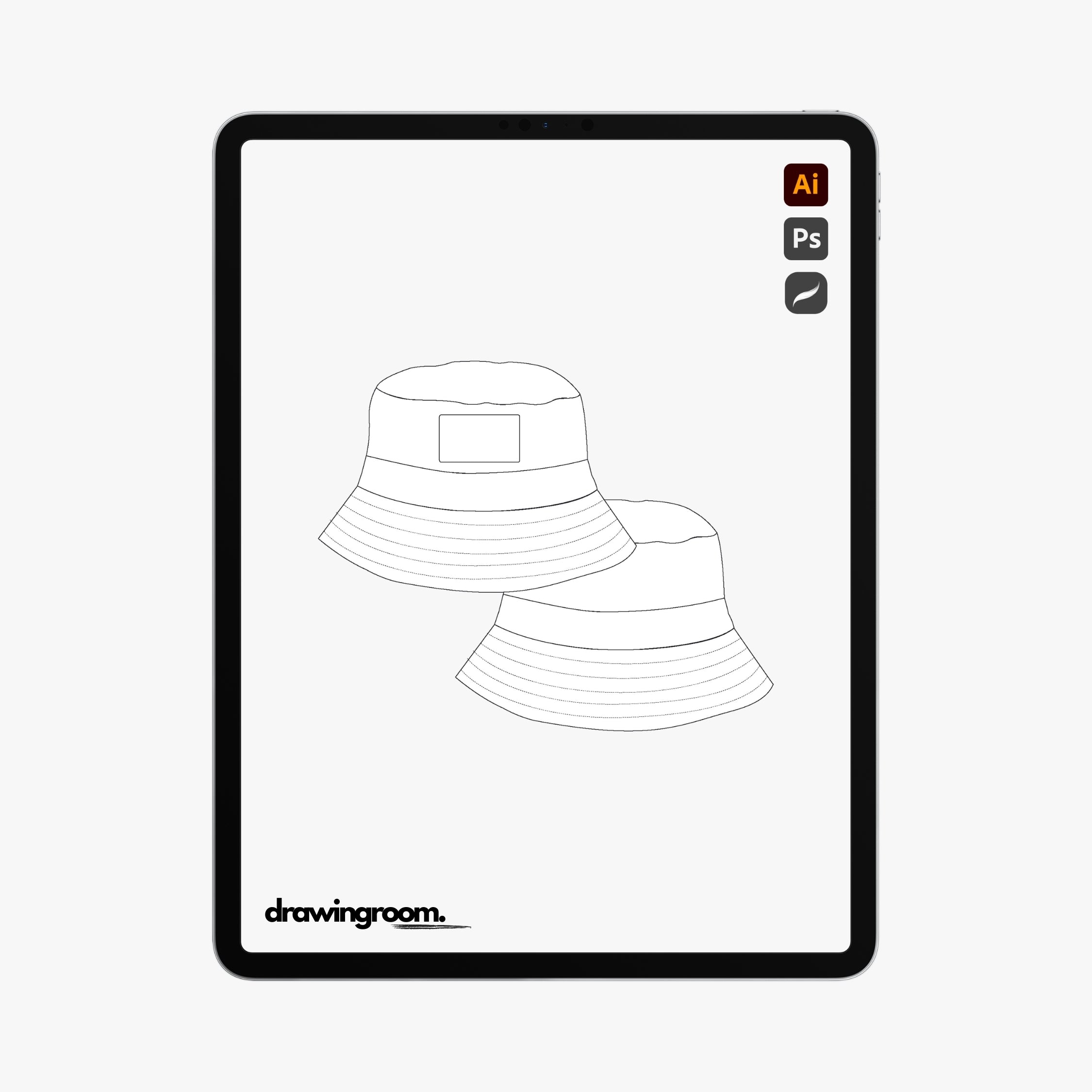 Bucket Hat with Patch - Flat Mockup Vector