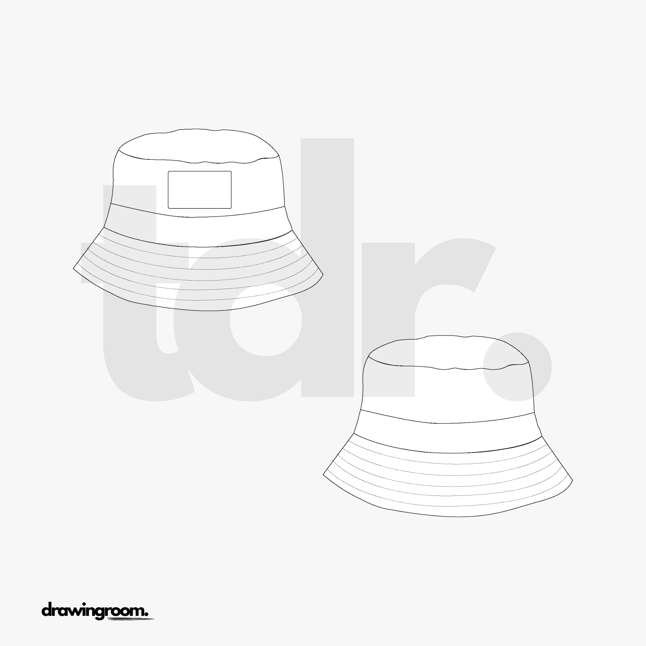 Bucket Hat with Patch - Flat Mockup Vector