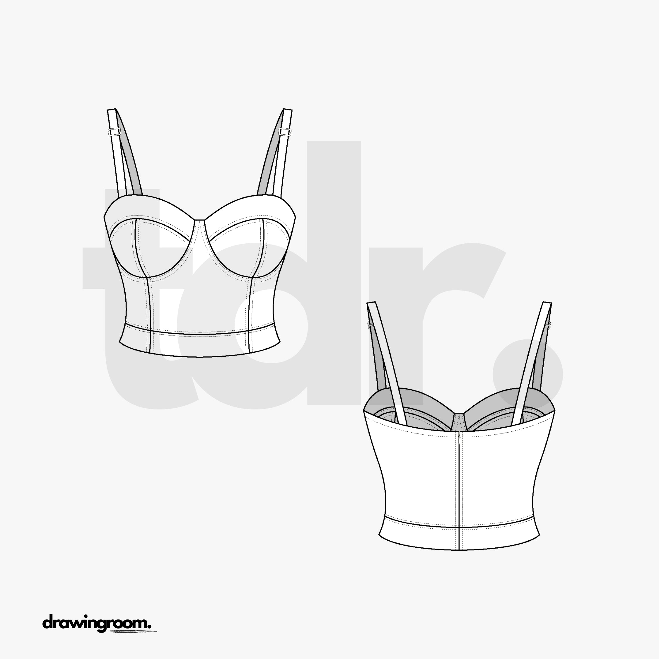 Bustier with Zipper Back Closure - Flat Mockup Vector