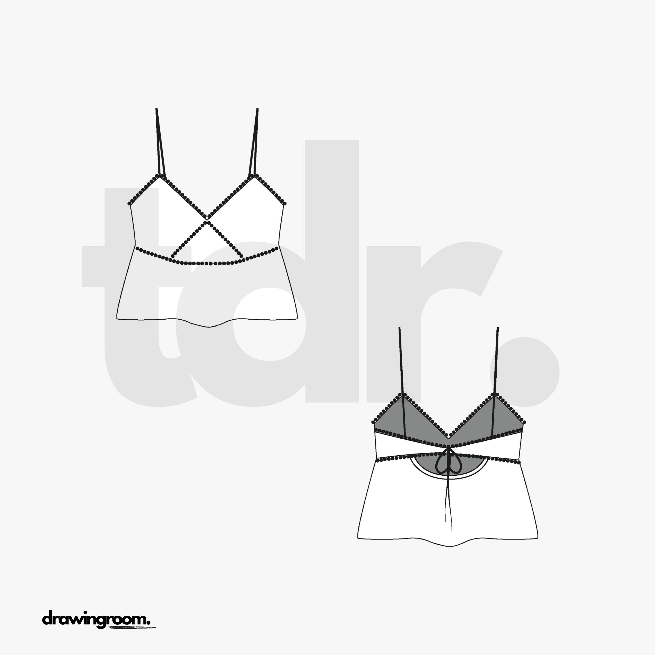 Cami with Tie Back - Flat Mockup Vector