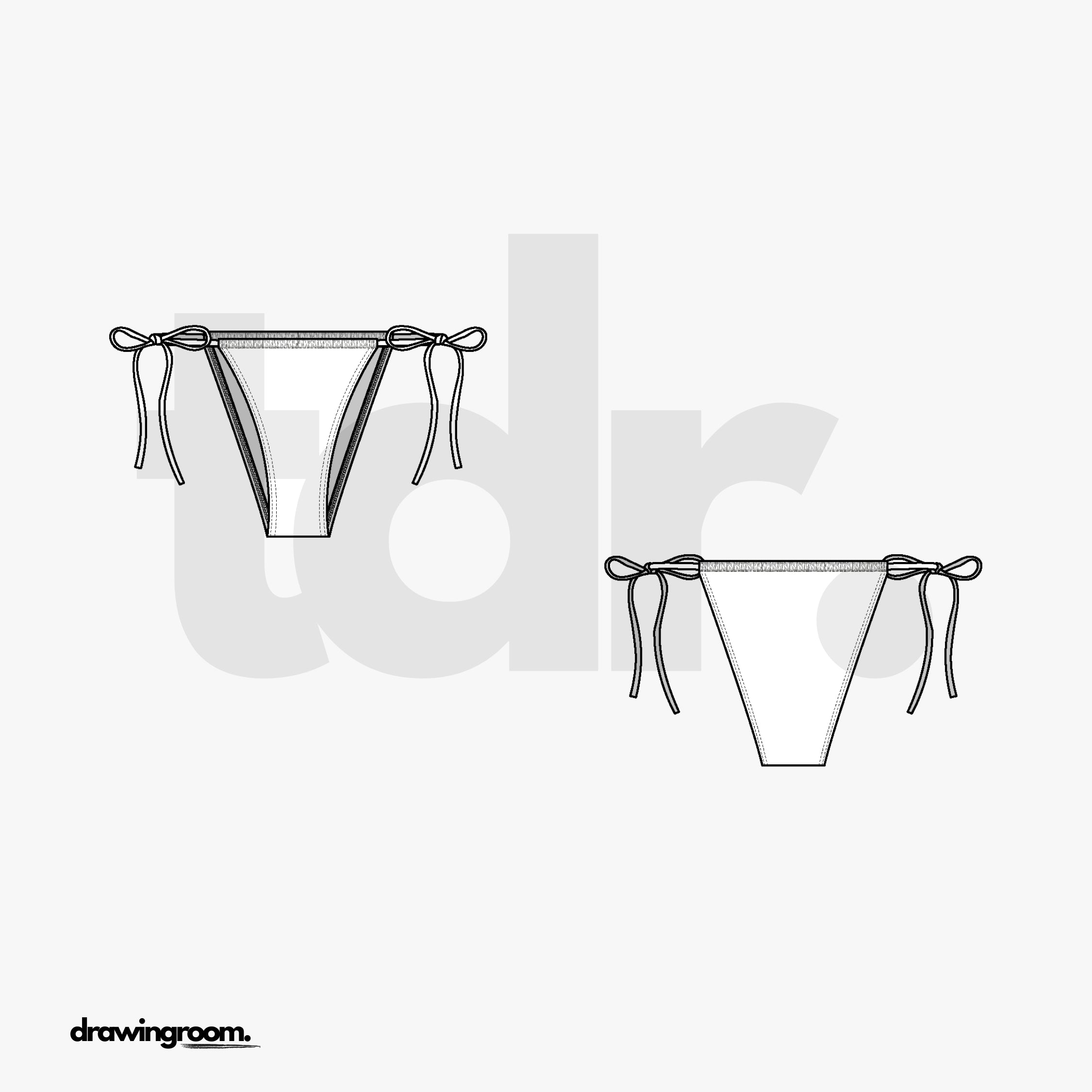 Cheeky Side Tie Bikini Bottom - Flat Mockup Vector