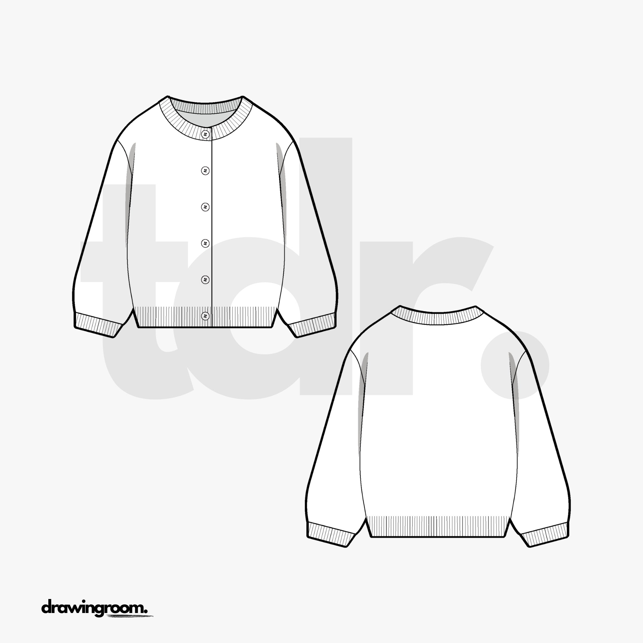 Children's Crewneck Cardigan - Flat Mockup Vector