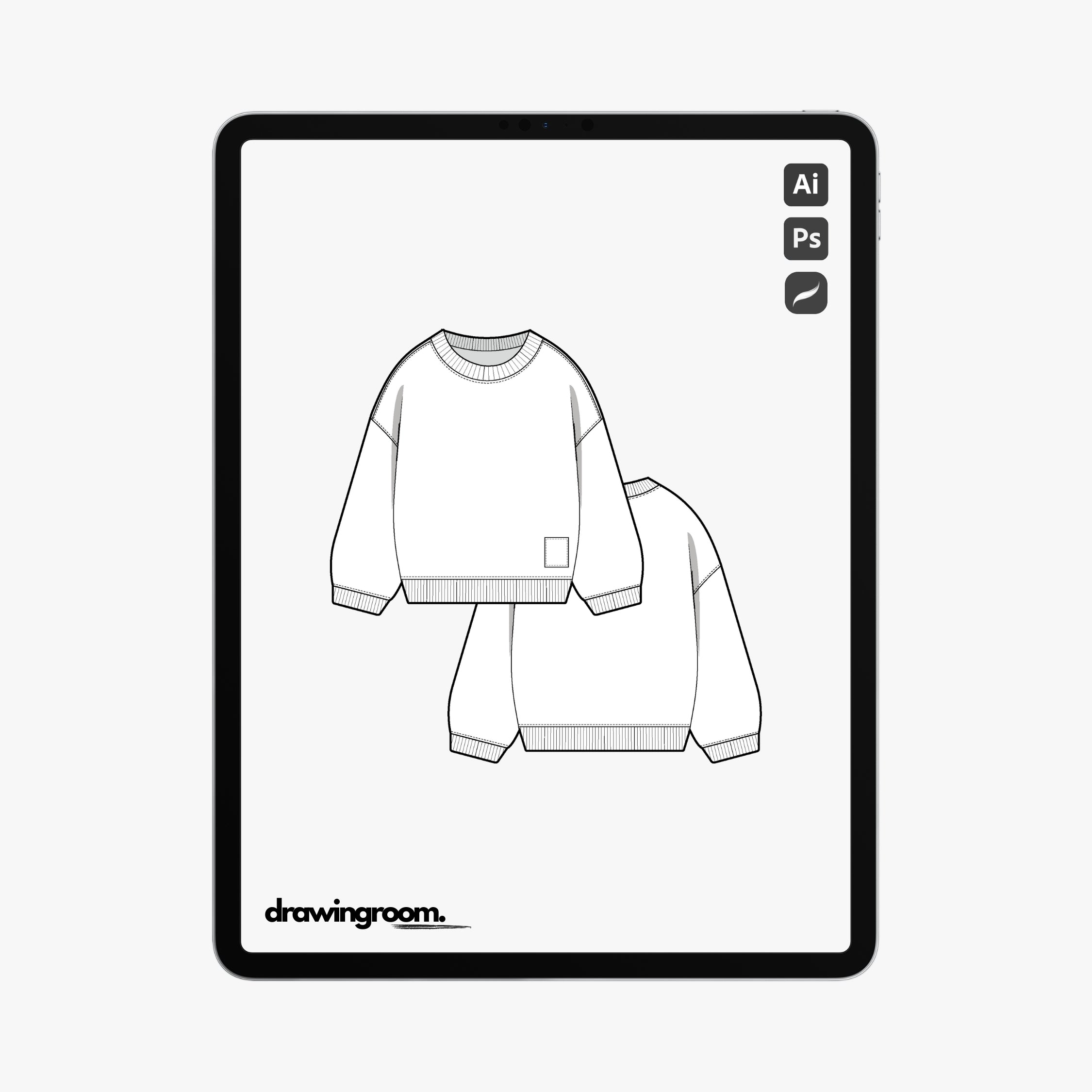 Children's Crewneck Pullover - Flat Mockup Vector