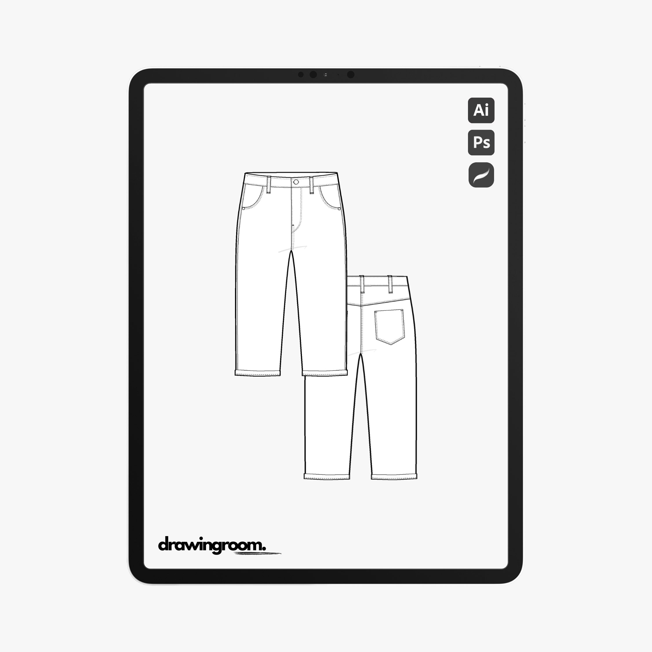 Children's Denim Pants - Flat Mockup Vector