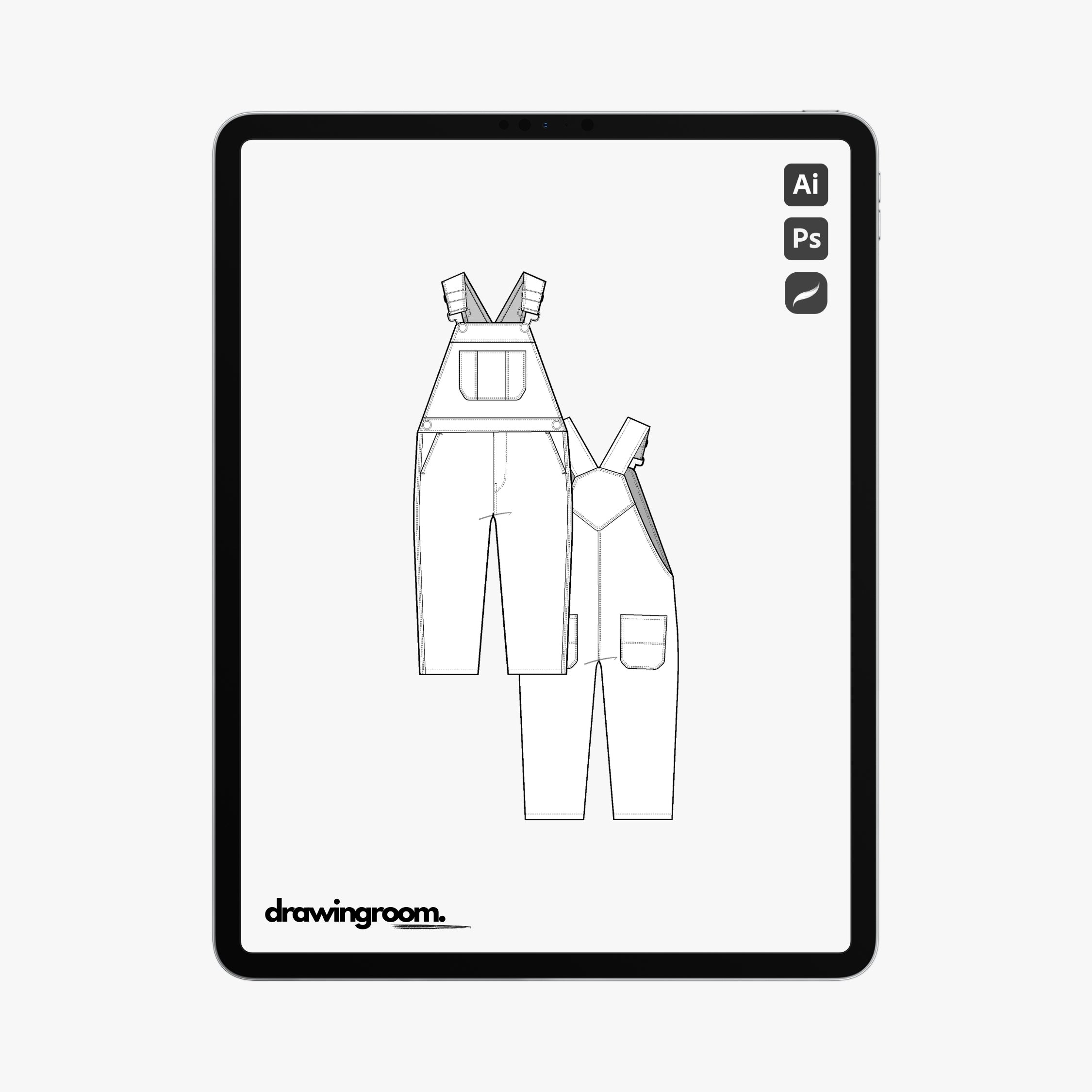 Children's Dungarees - Flat Mockup Vector