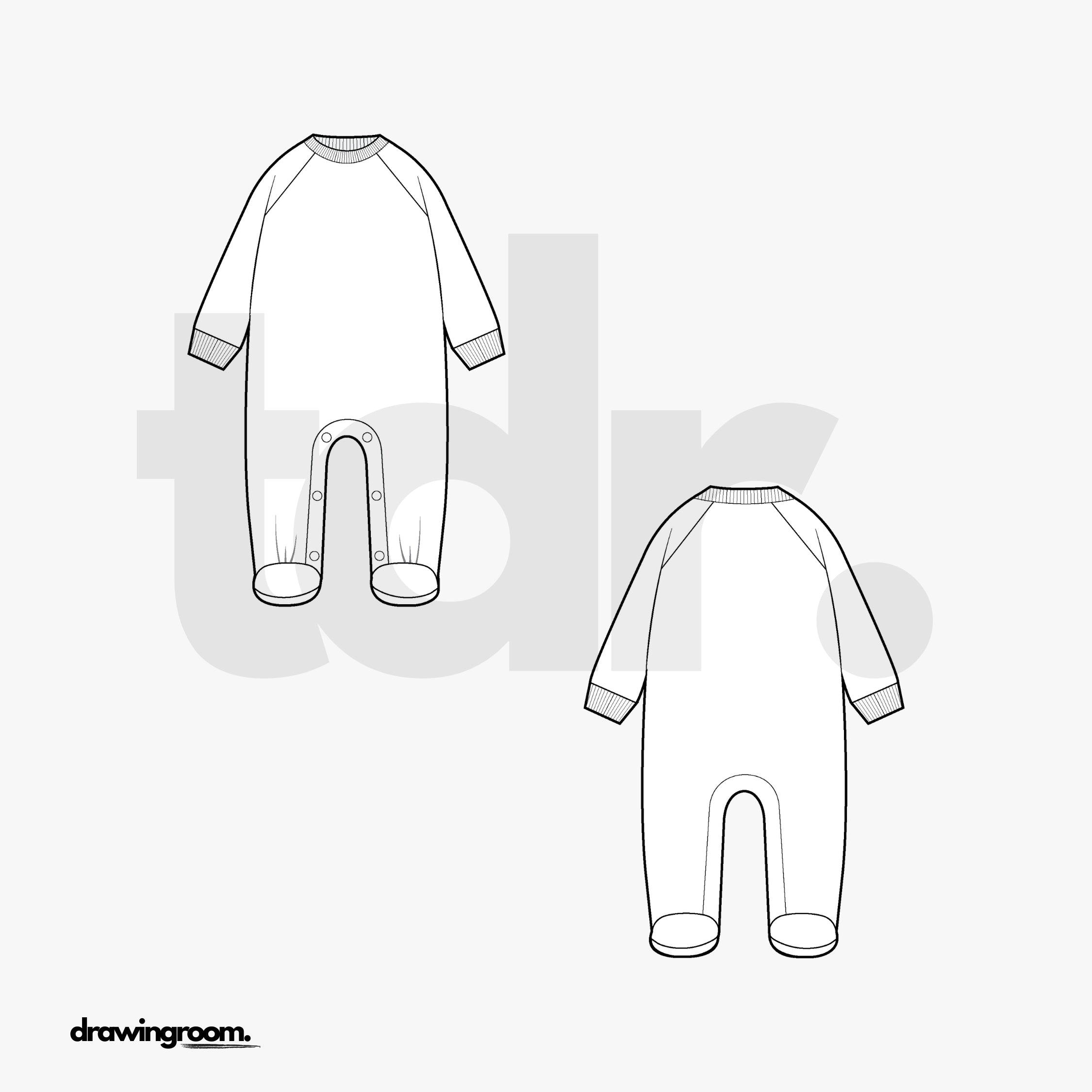 Children's Footed Onesie - Flat Mockup Vector