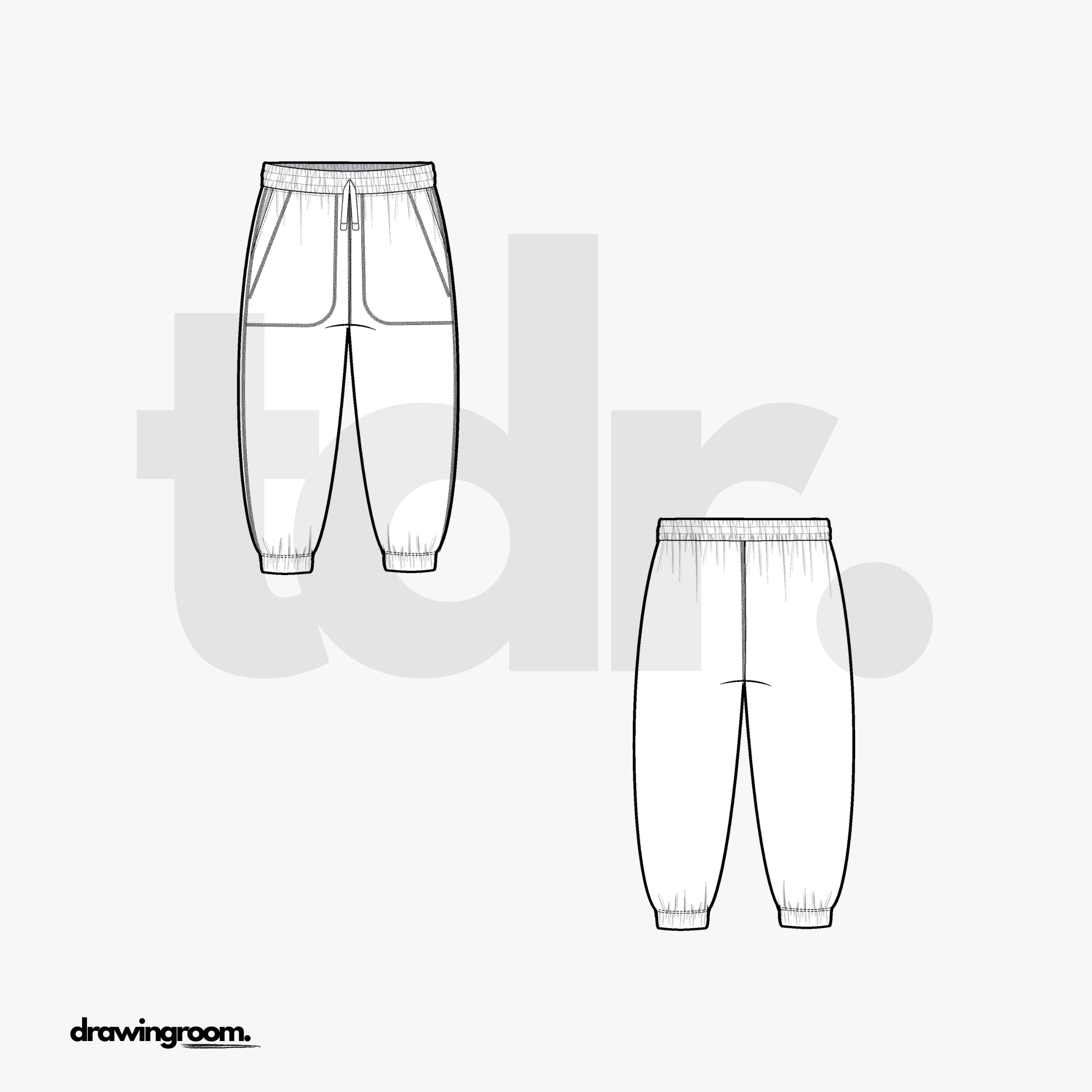 Children's Jogging Pants with Pork Chop Pockets - Flat Mockup Vector