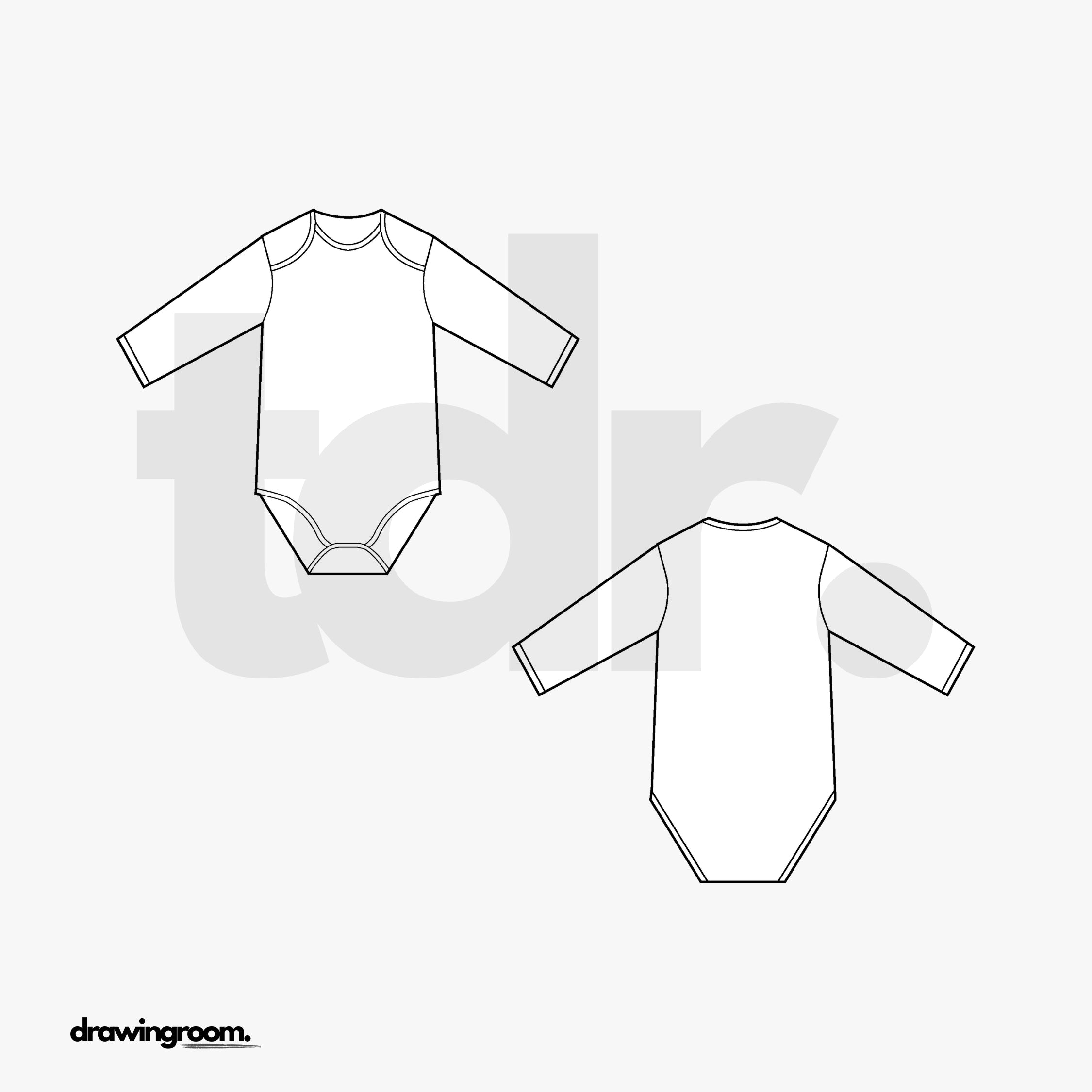 Children's Long Sleeve Body Suit - Flat Mockup Vector