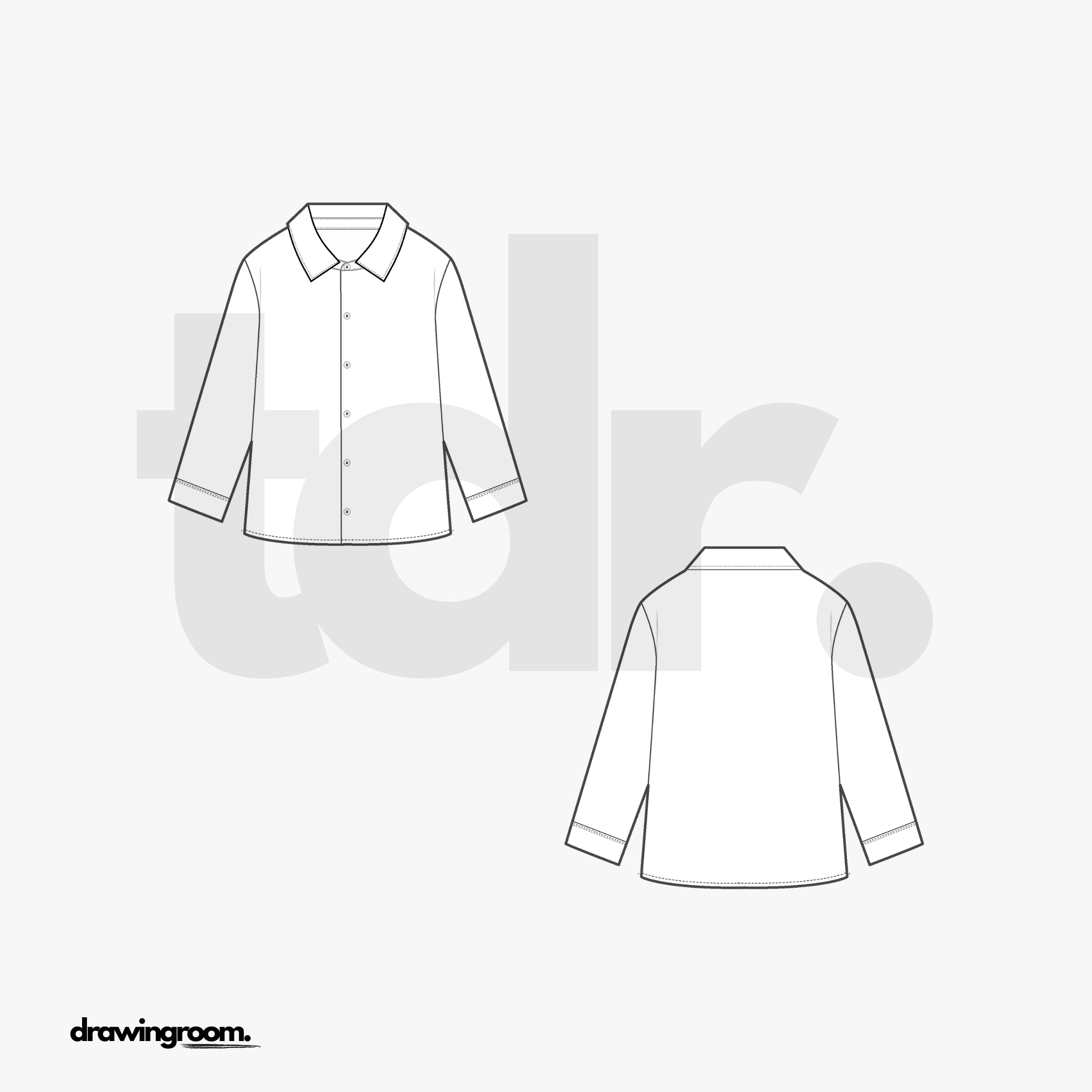 Children's Long Sleeve Button Up Shirt - Flat Mockup Vector