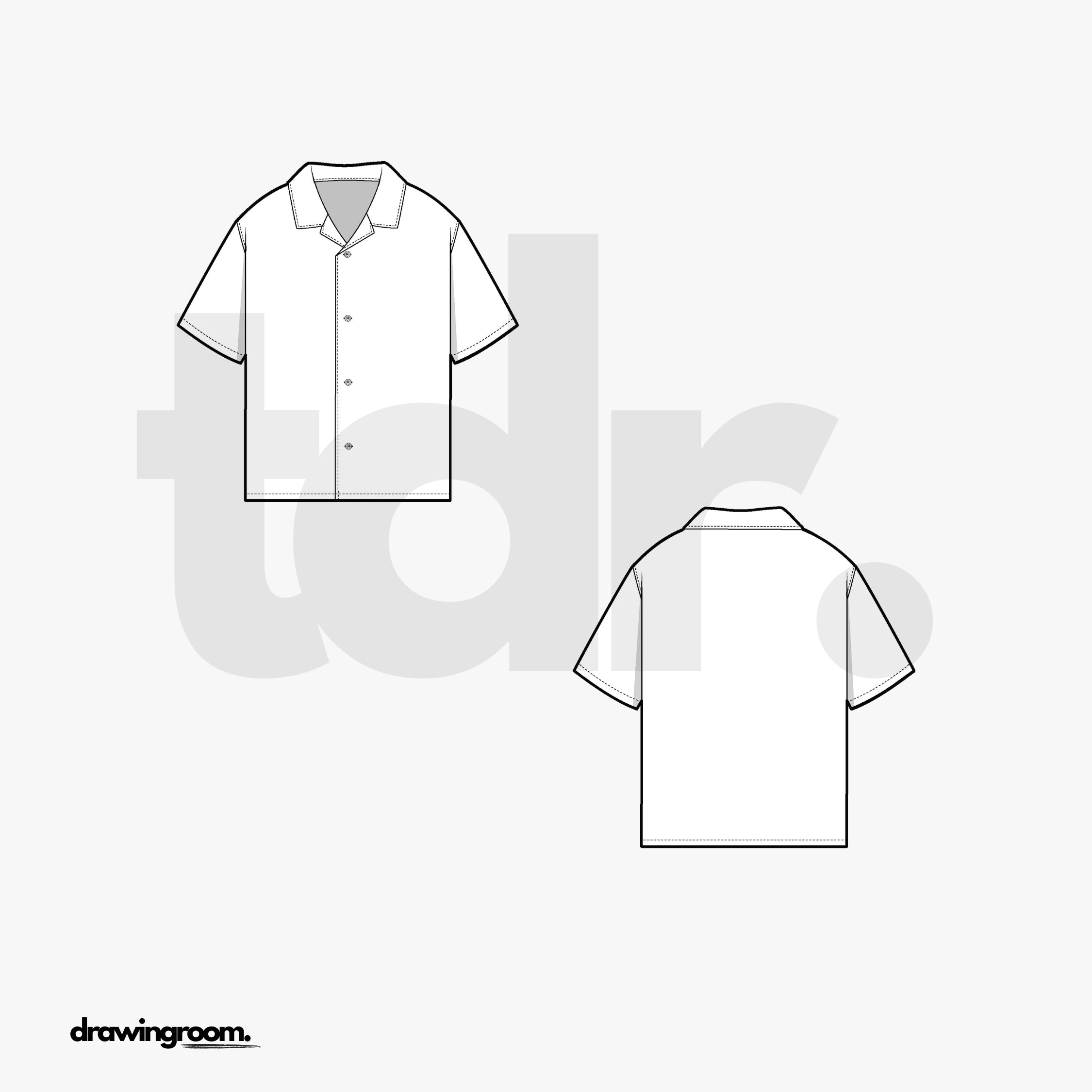 Children's Short Sleeve Button Up Shirt - Flat Mockup Vector