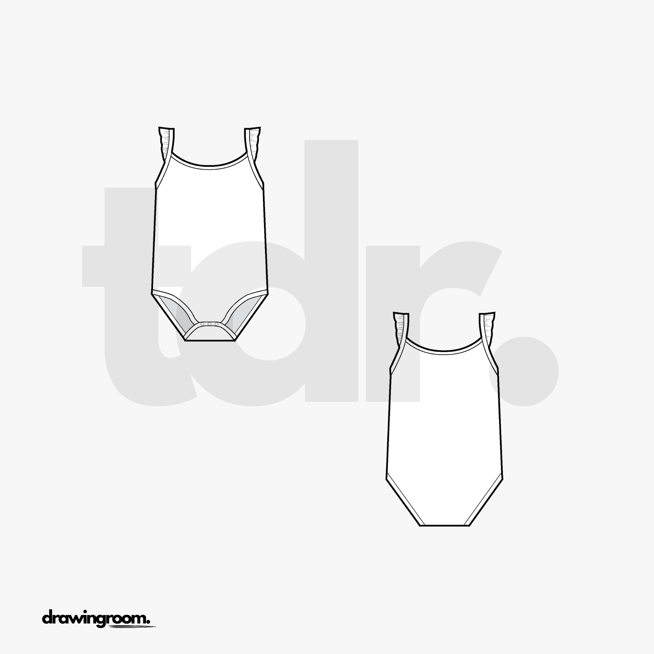 Children's Tank Top Body Suit - Flat Mockup Vector