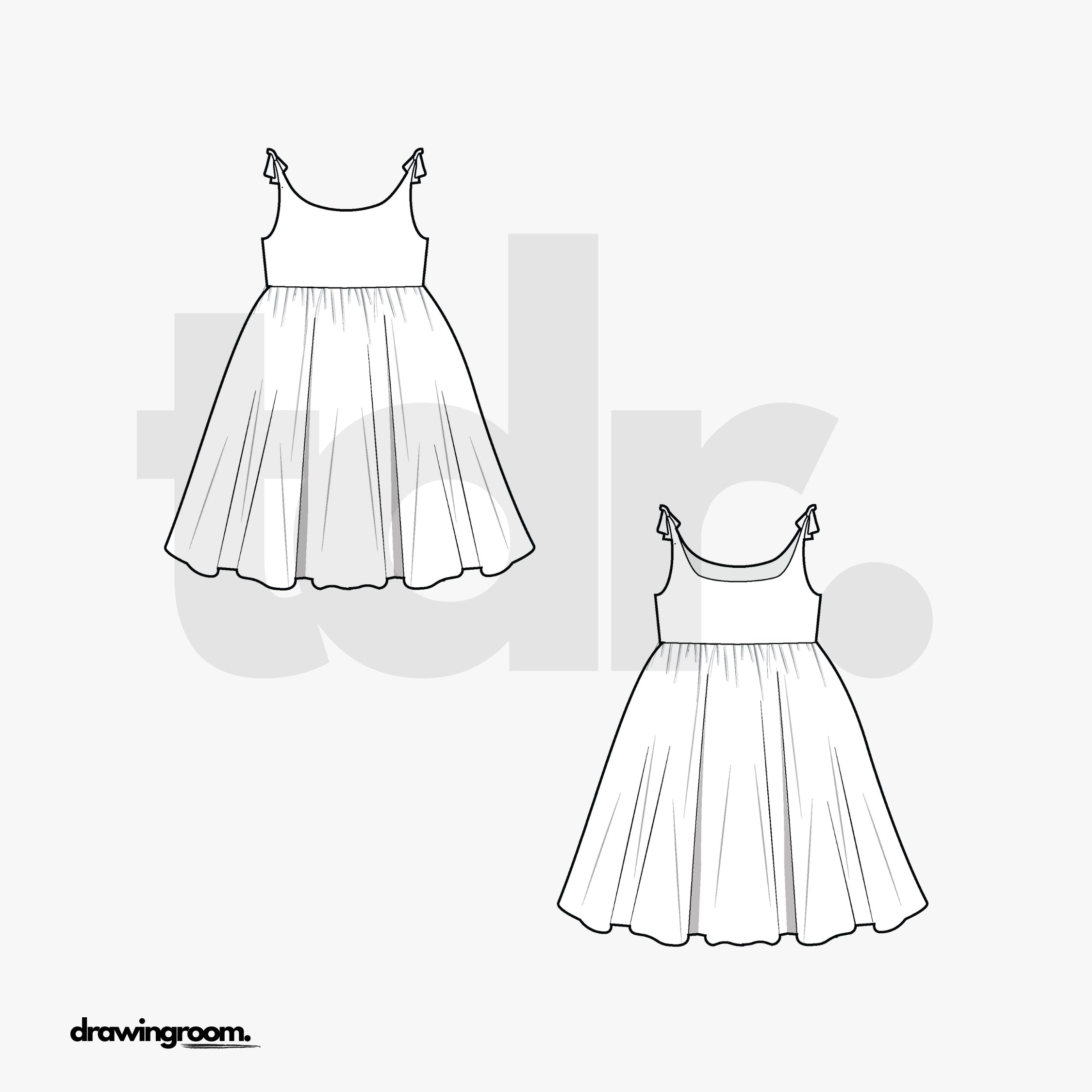 Children's Tie-Strap Dress - Flat Mockup Vector