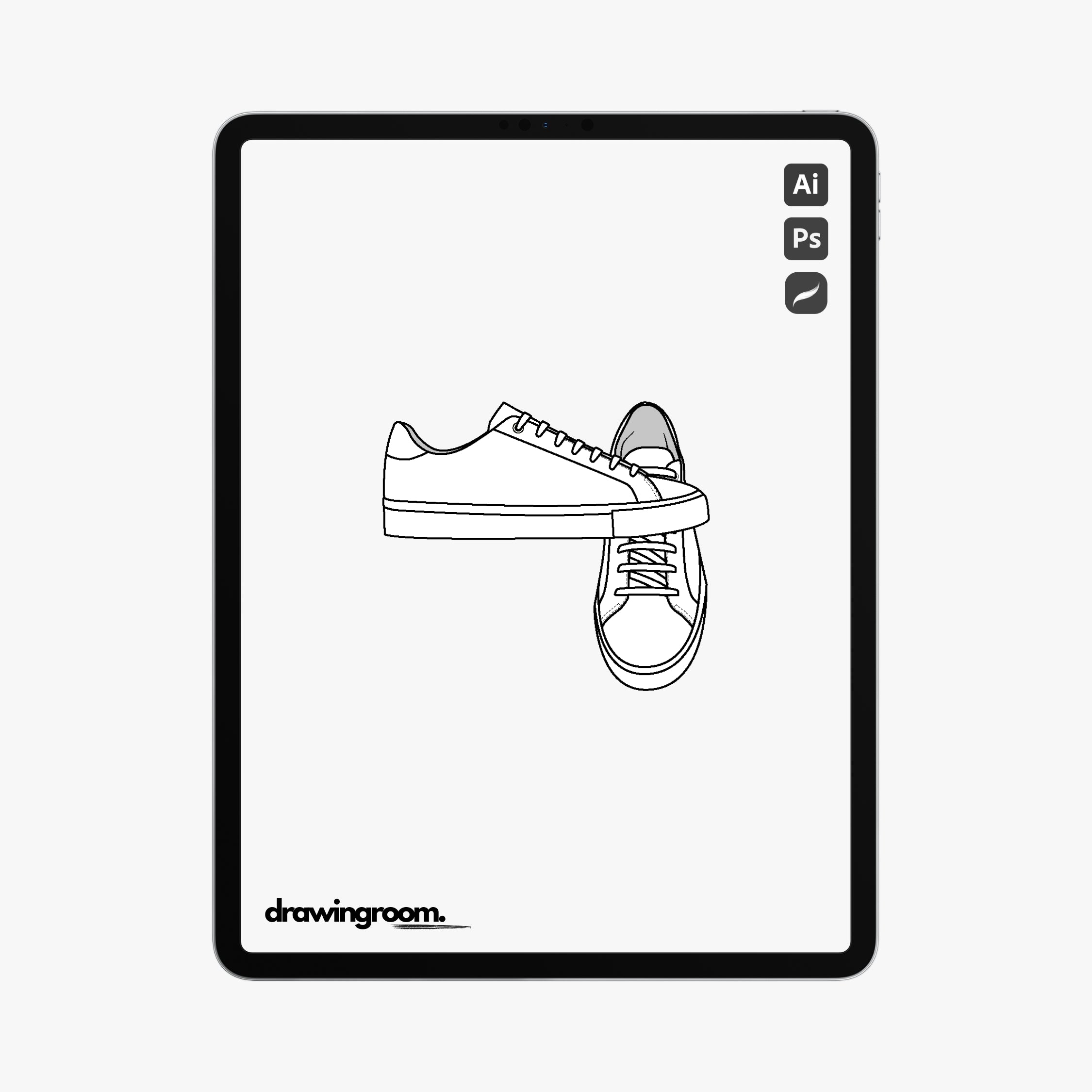 Classic Low Top Sneakers - Flat Mockup Vector