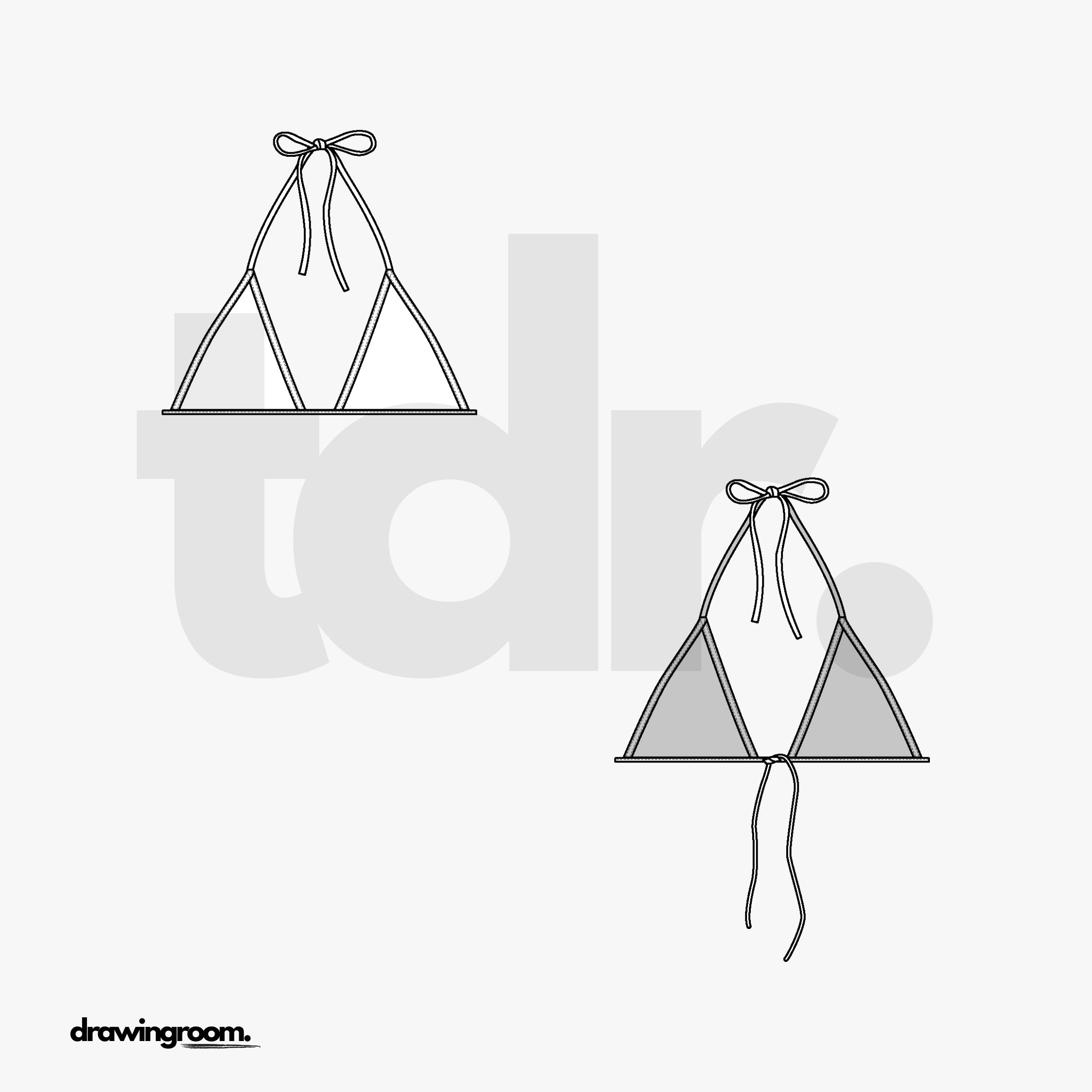 Classic Triangle Bikini Top - Flat Mockup Vector