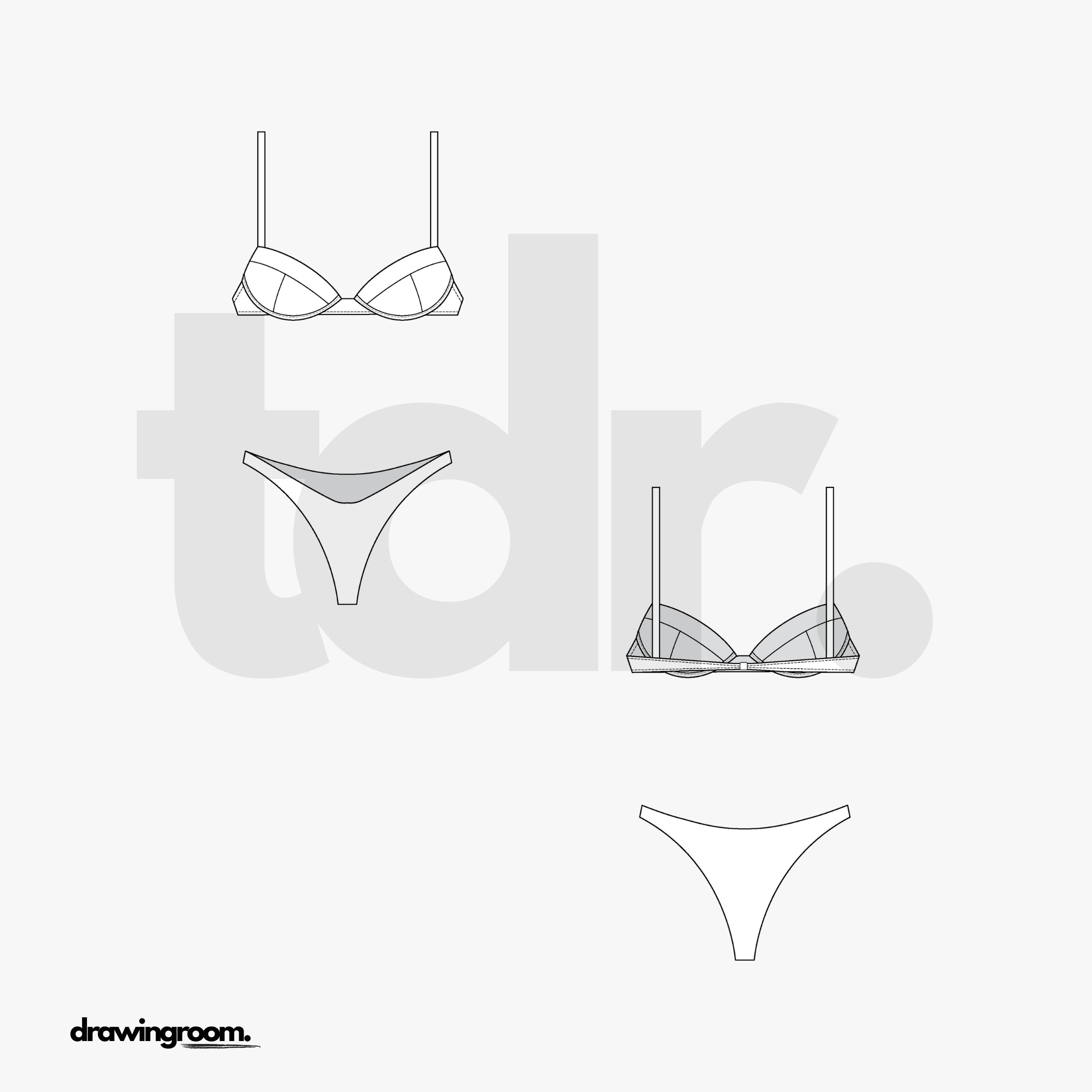 Contoured Bra Two Piece Swim Suit - Flat Mockup Vector