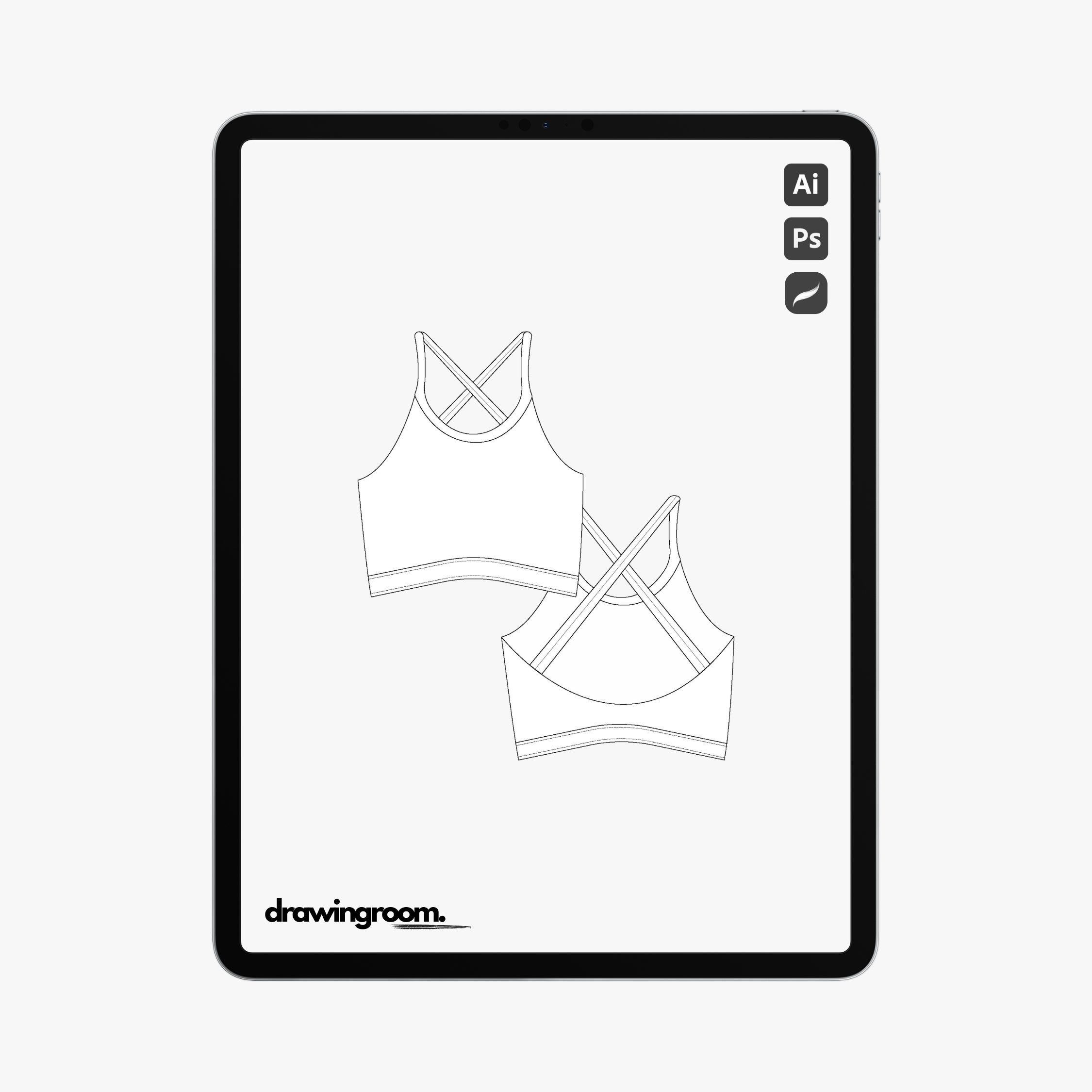 Criss Cross Back Sports Bra - Flat Mockup Vector