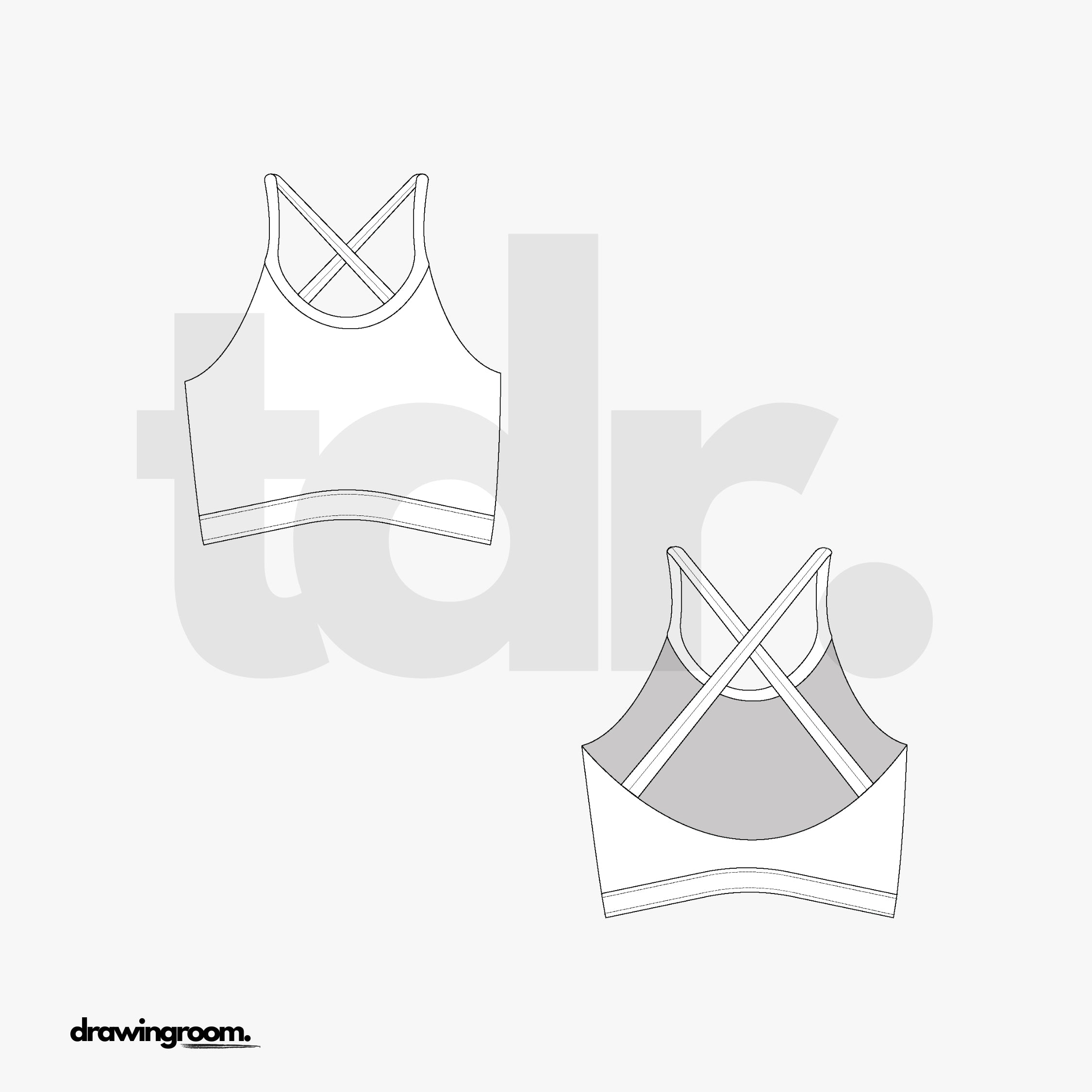 Criss Cross Back Sports Bra - Flat Mockup Vector