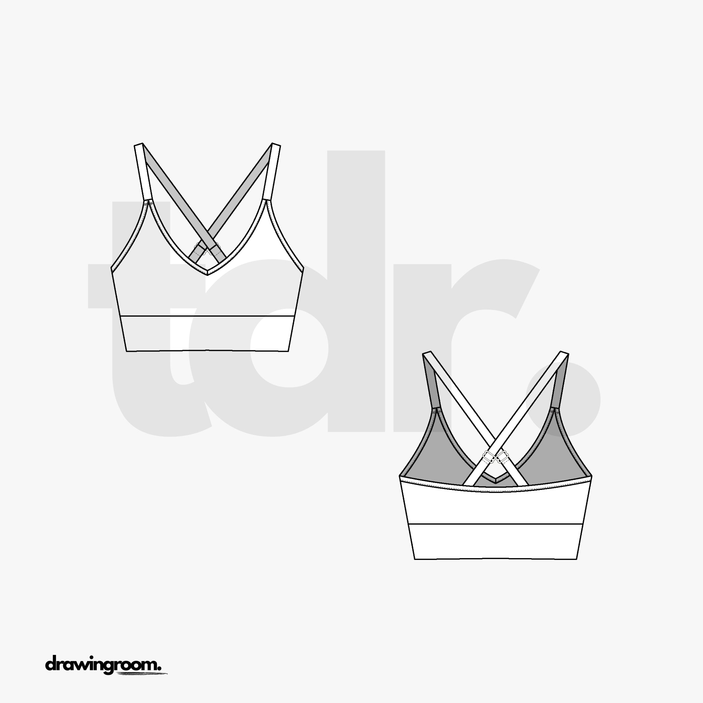 Criss Cross Back Sports Bra with Adjustable Straps - Flat Mockup Vector