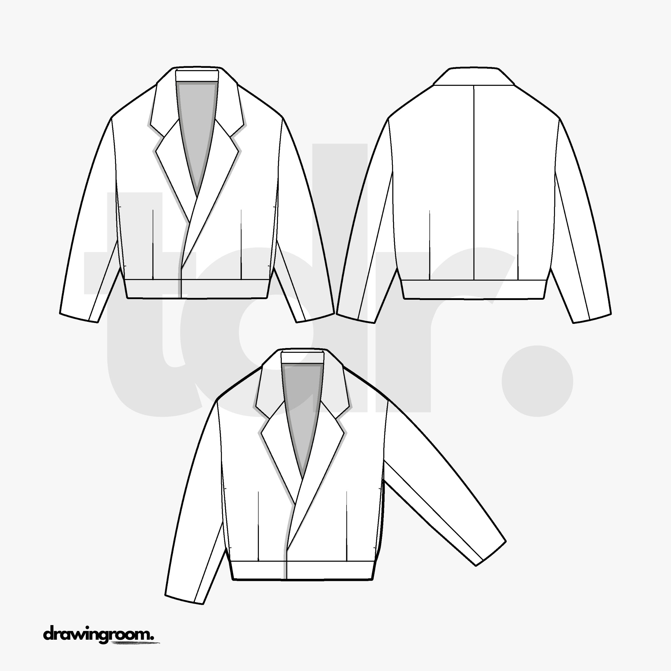 Cropped Buttonless Blazer - Flat Mockup Vector