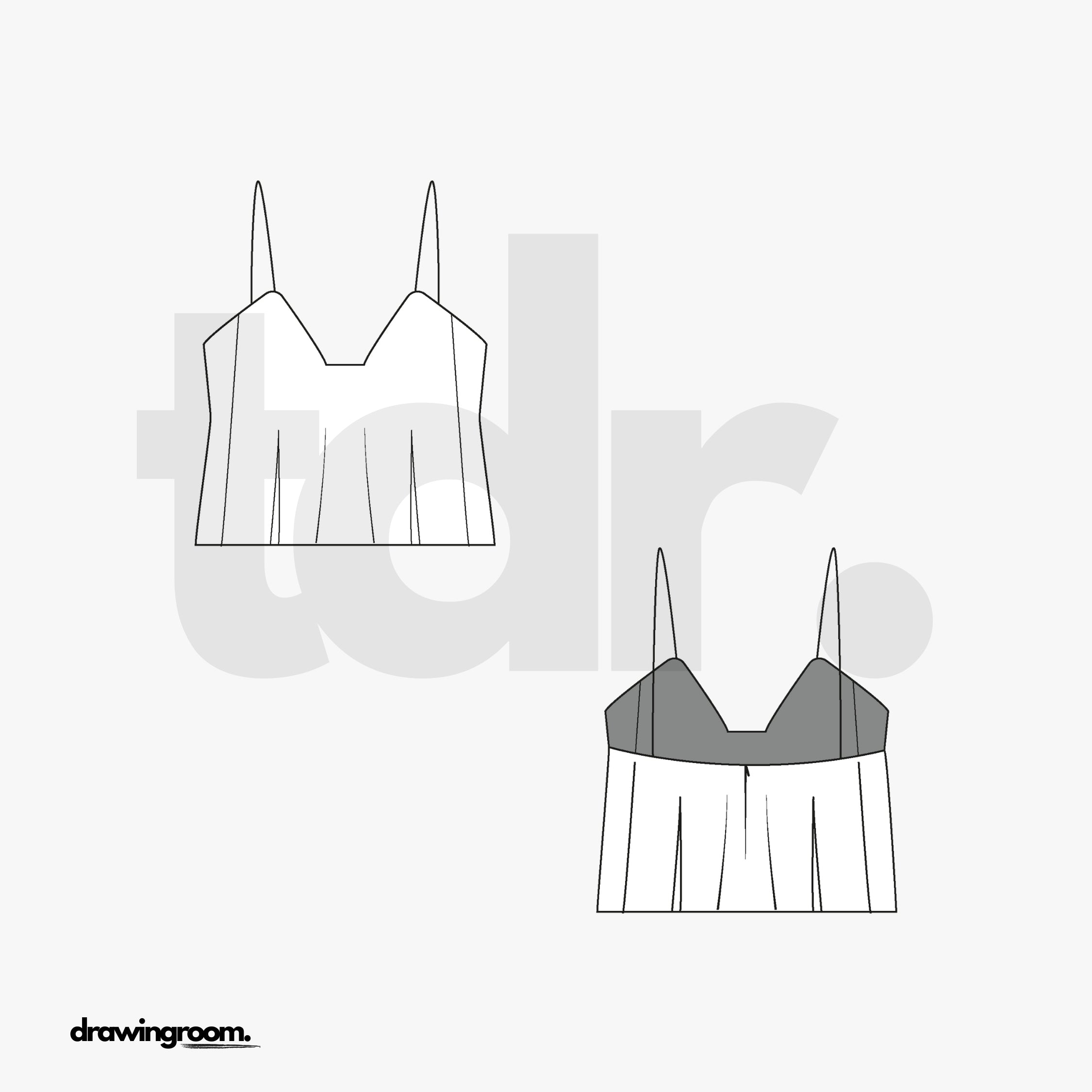 Cropped Cami with Spaghetti Straps - Flat Mockup Vector