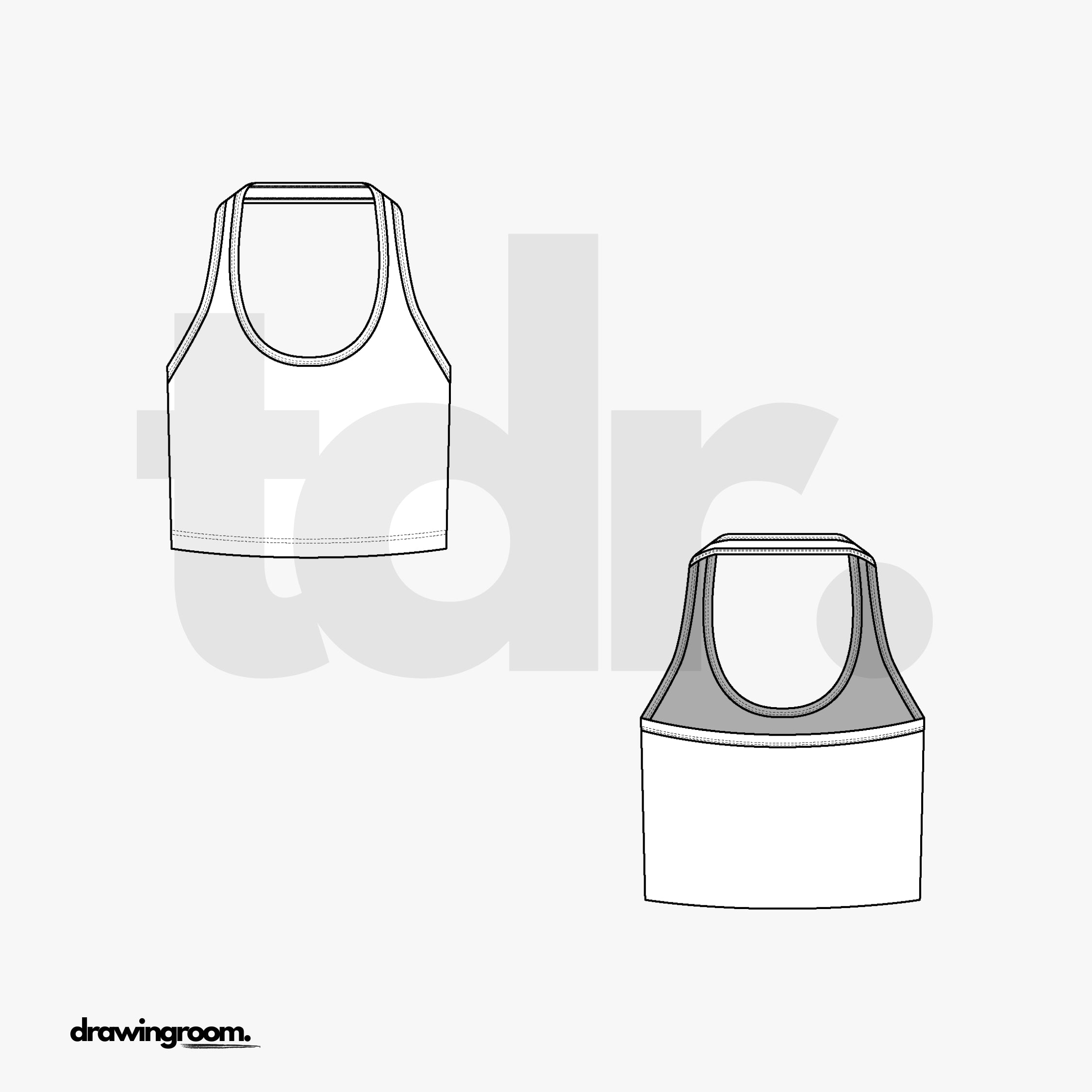 Cropped Fitted Halter Top - Flat Mockup Vector