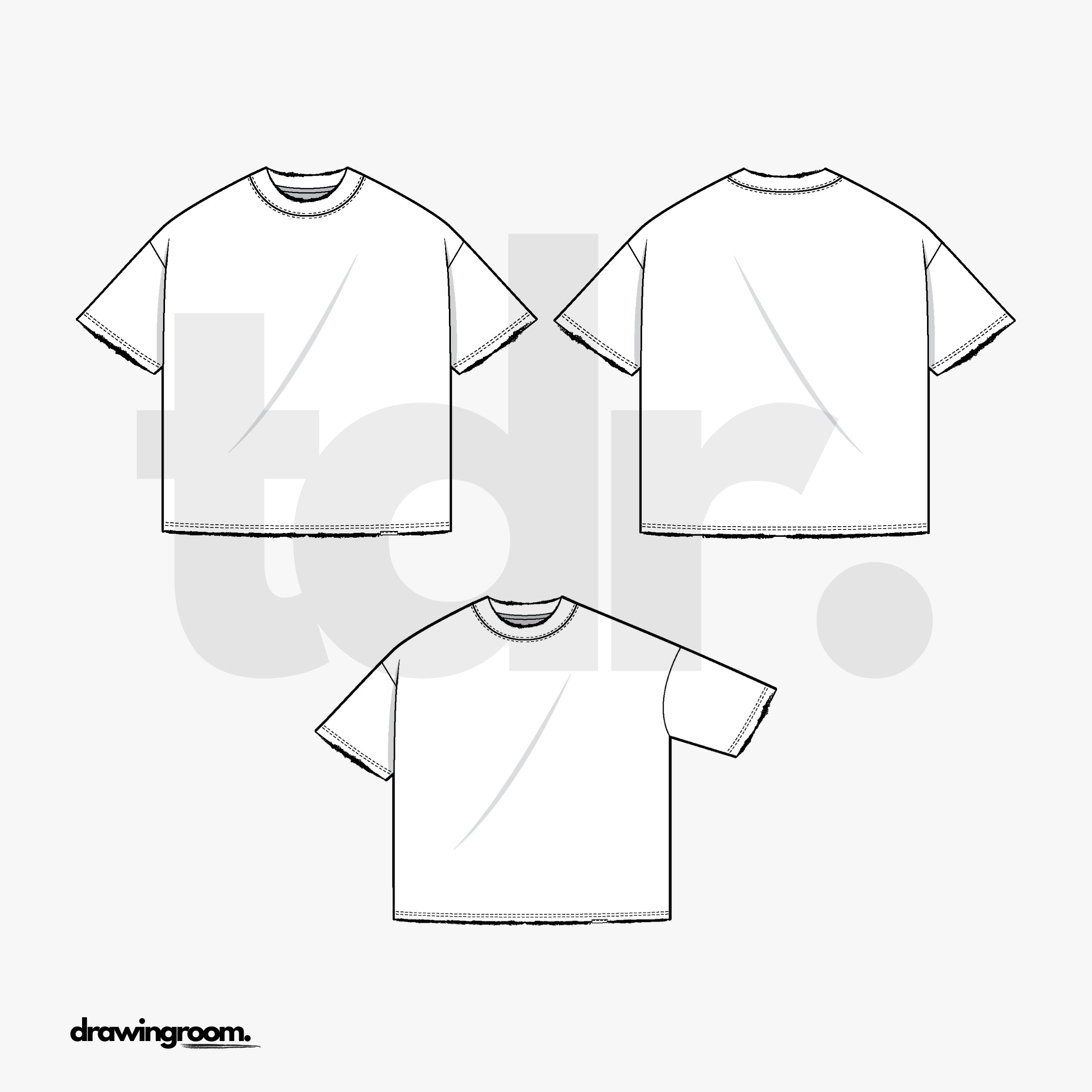 Cropped Oversized Fit T-Shirt - Flat Mockup Vector