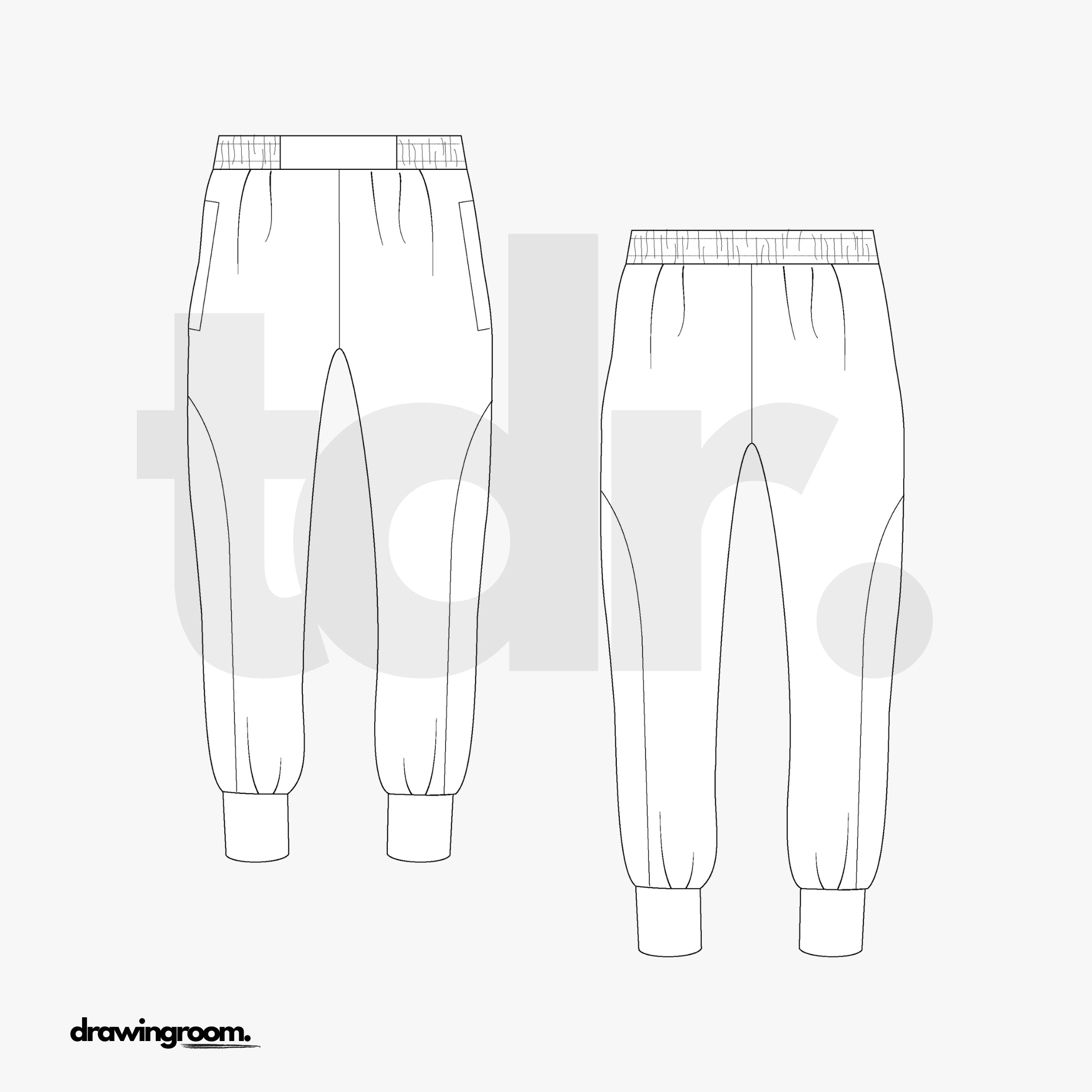 Cuff Jogger Sweat Pants - Flat Mockup Vector