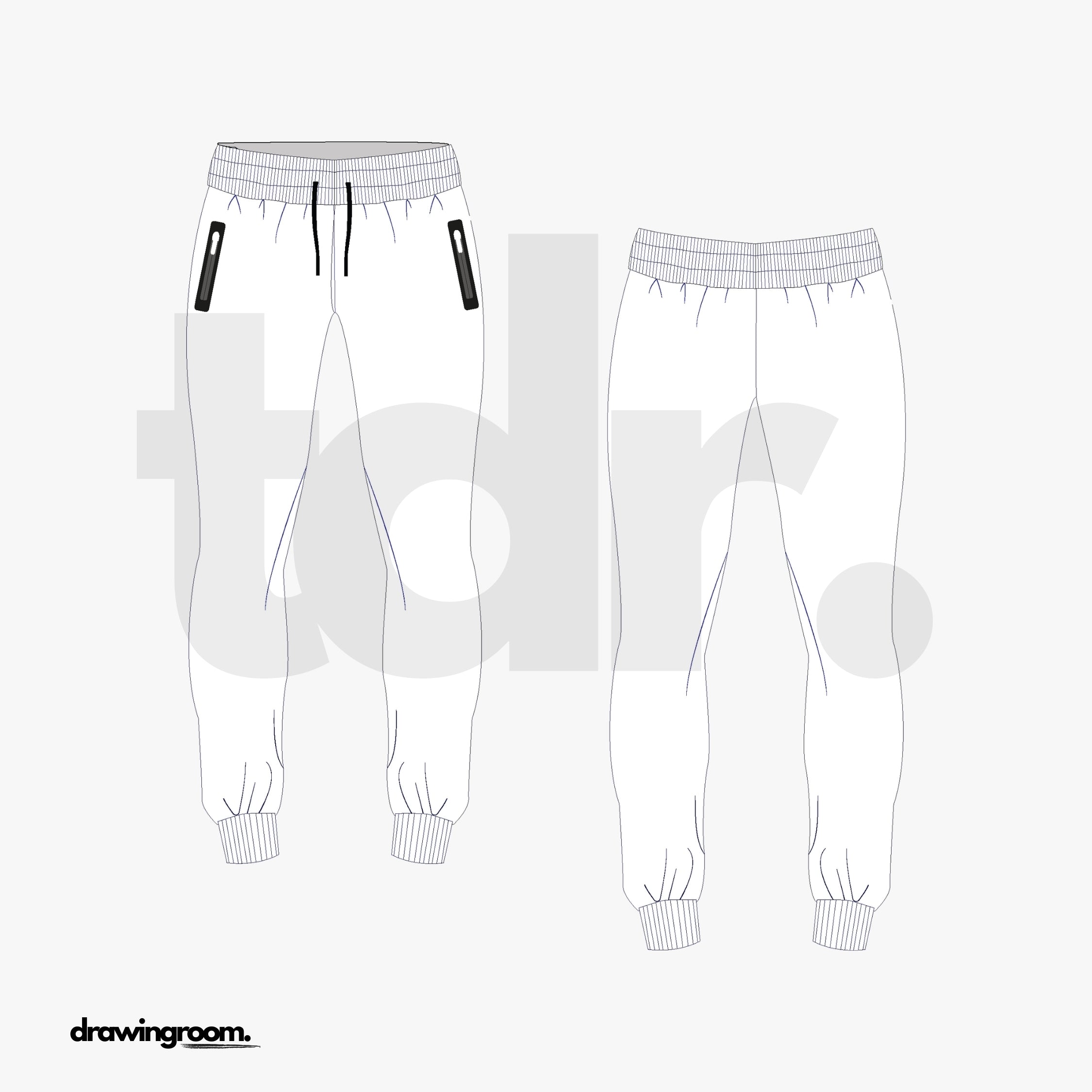 Slim Fit Track Pants - Flat Mockup Vector