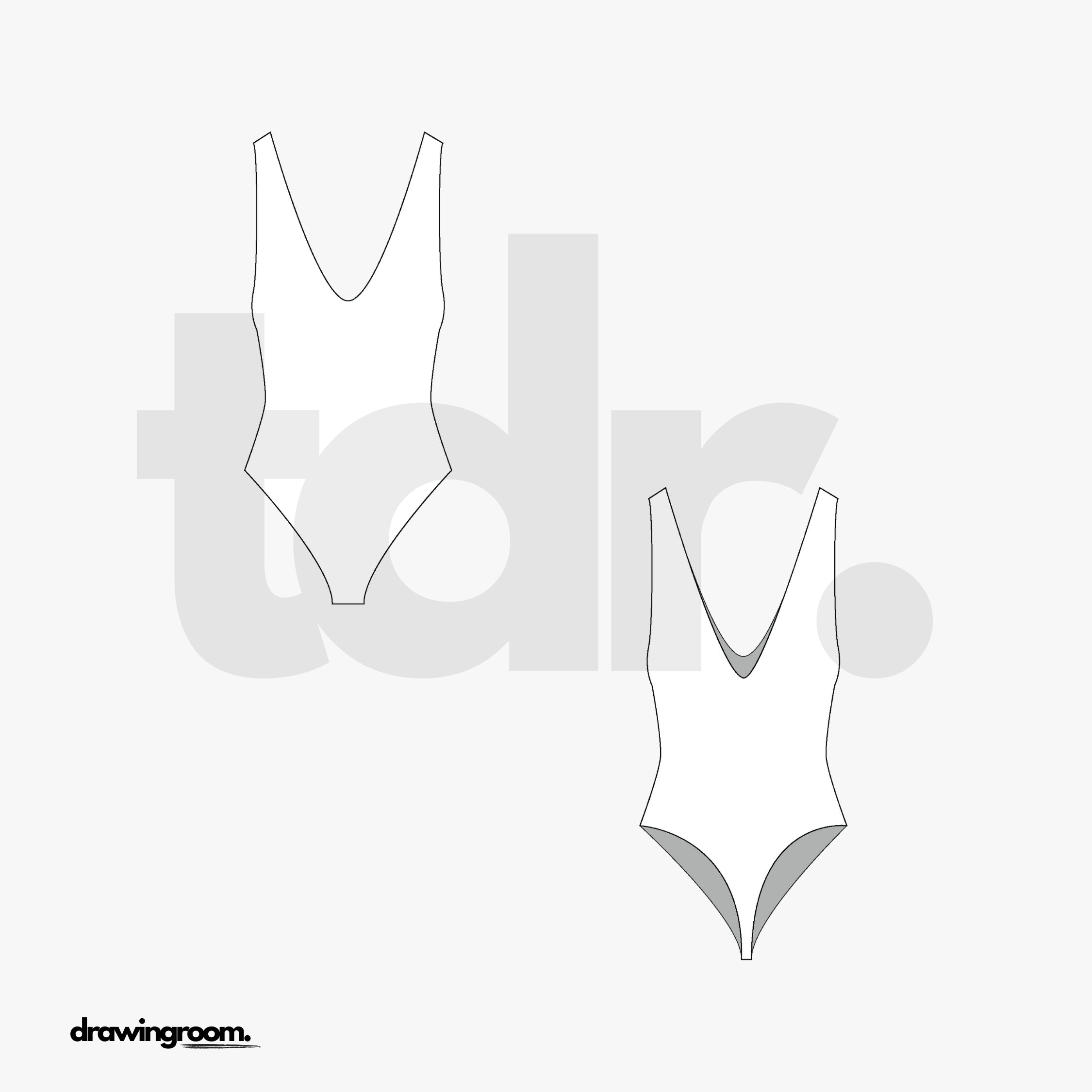 Deep V-Neck Tank Body Suit - Flat Mockup Vector