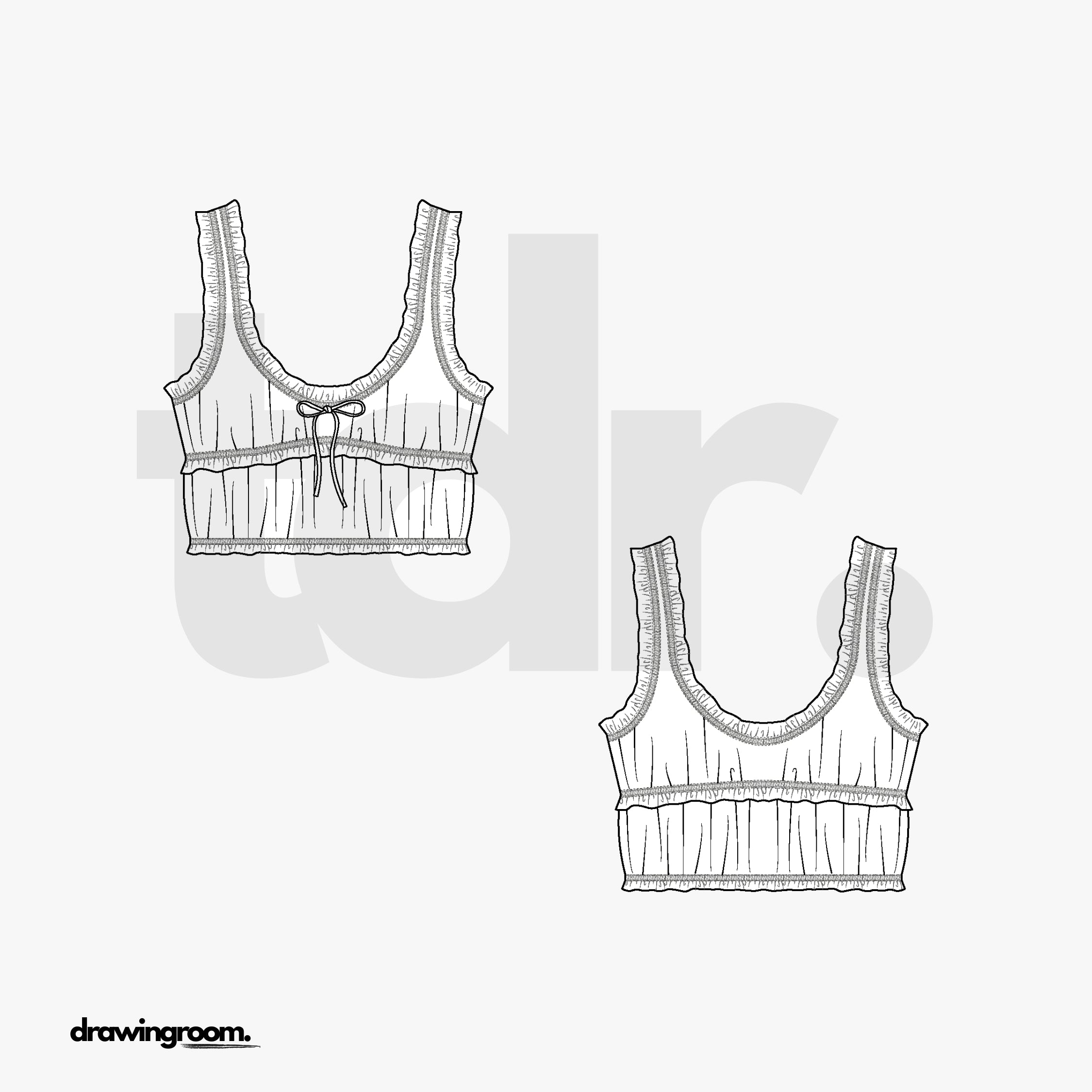 Empire Fit Tank Top with Underbust Gathers - Flat Mockup Vector