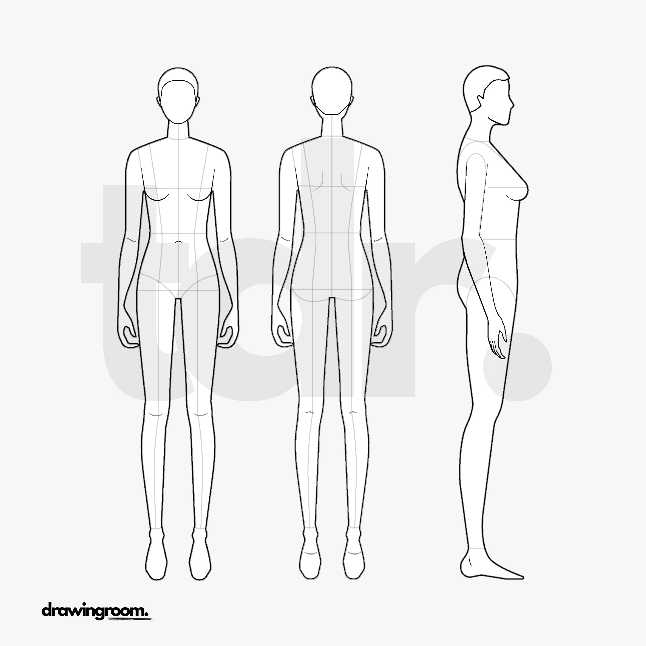 Female Croquis - Flat Mockup Vector