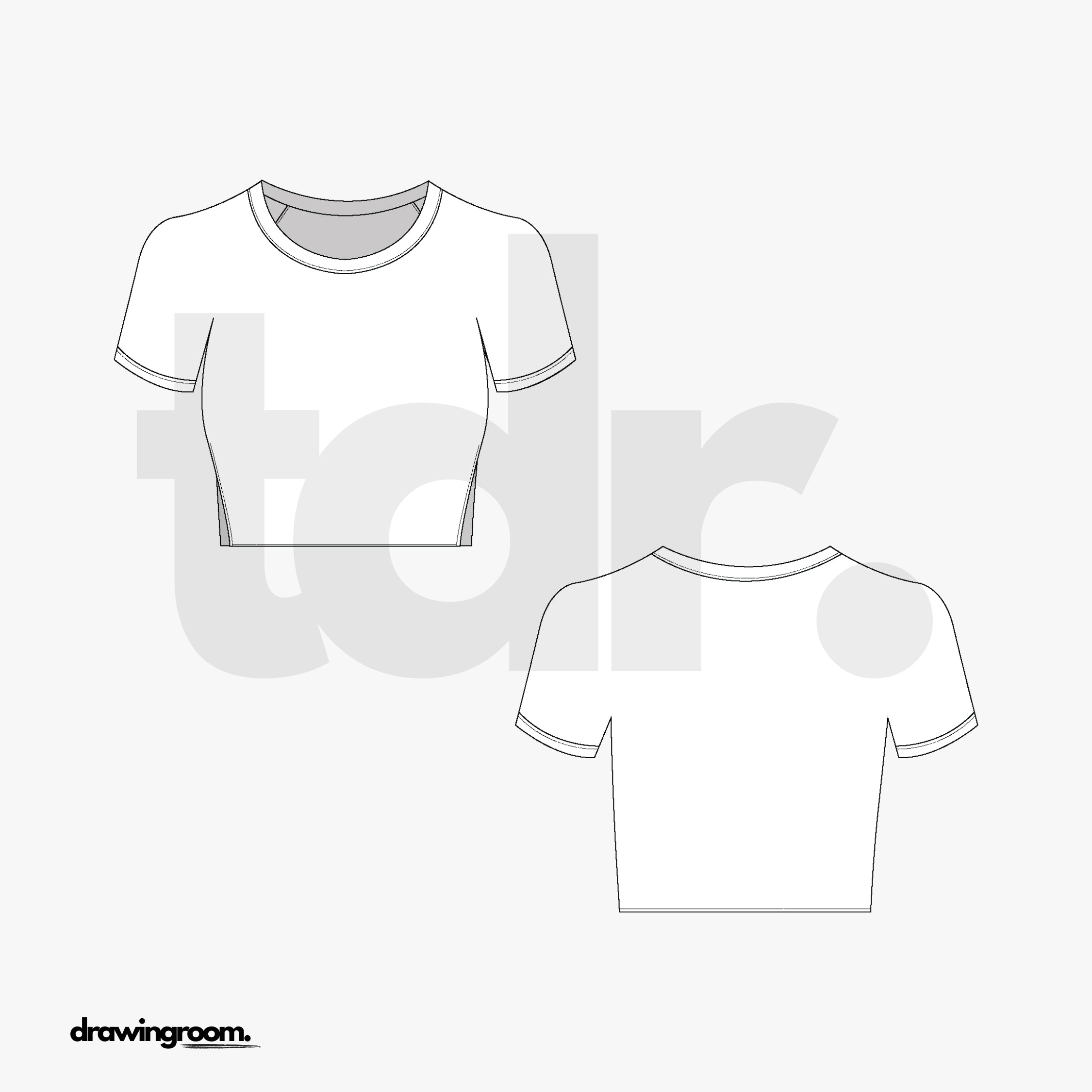 Fitted Cropped Short Sleeve Athletic Shirt - Flat Mockup Vector