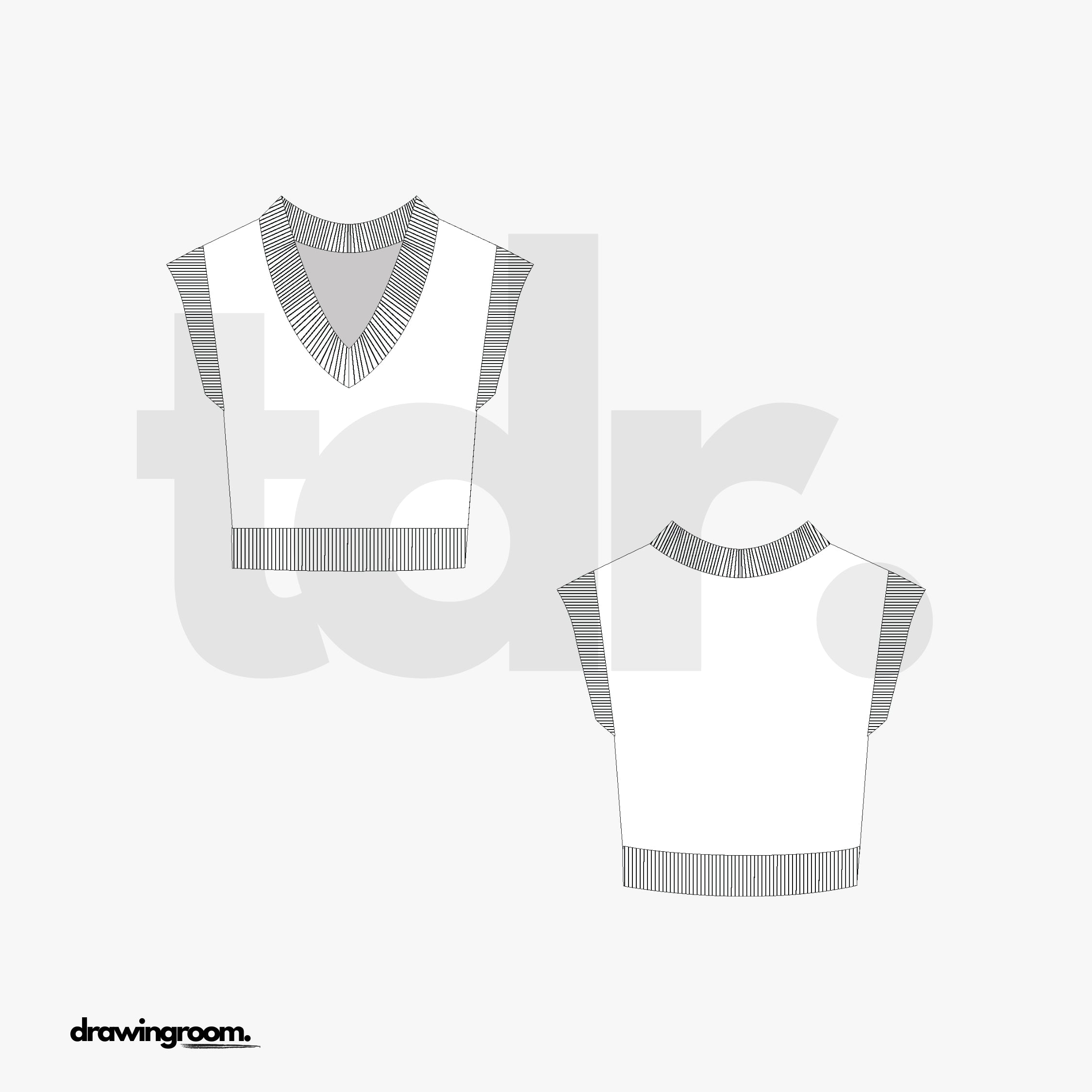 Fitted Cropped Sweater Vest - Flat Mockup Vector