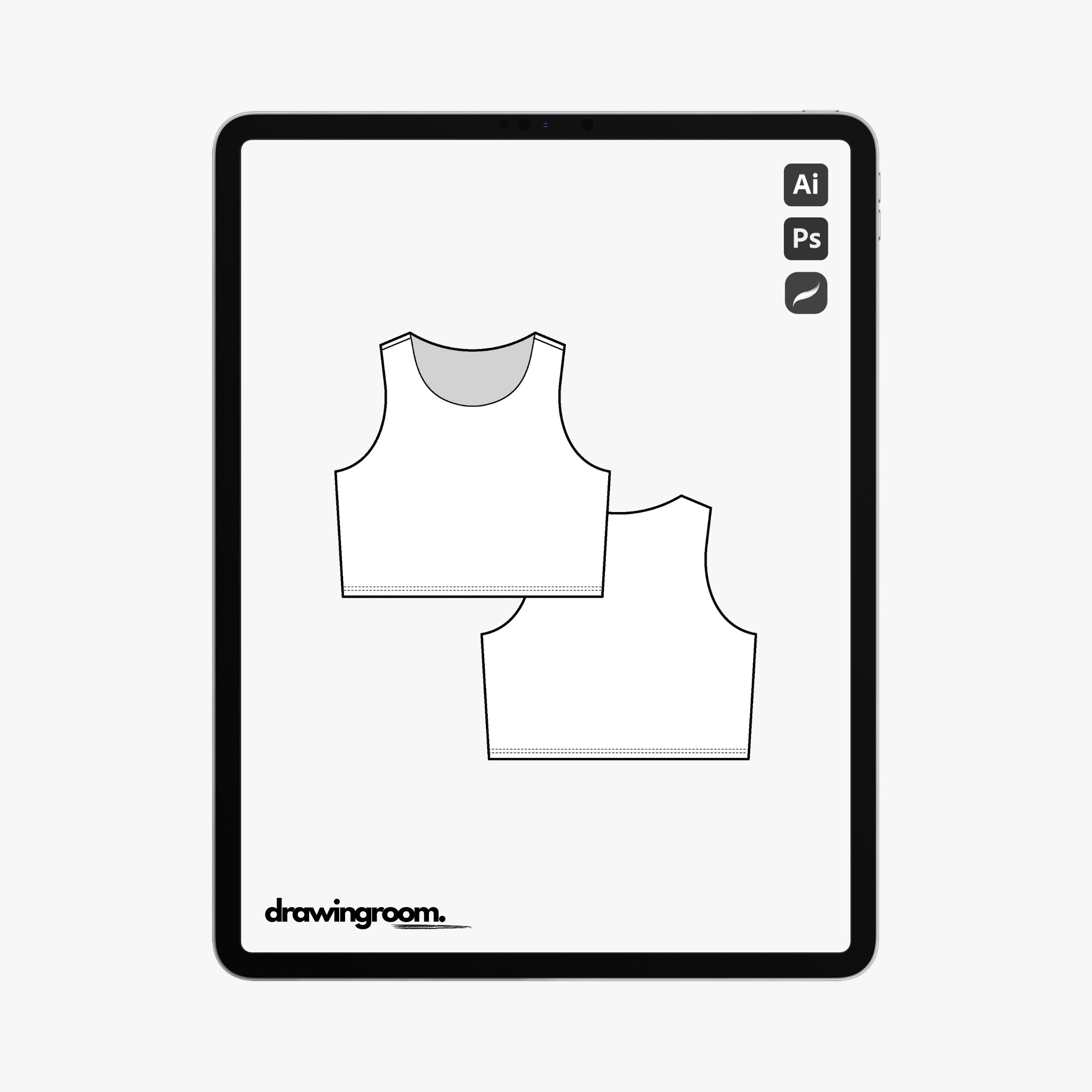 Fitted Cropped Tank Top - Flat Mockup Vector