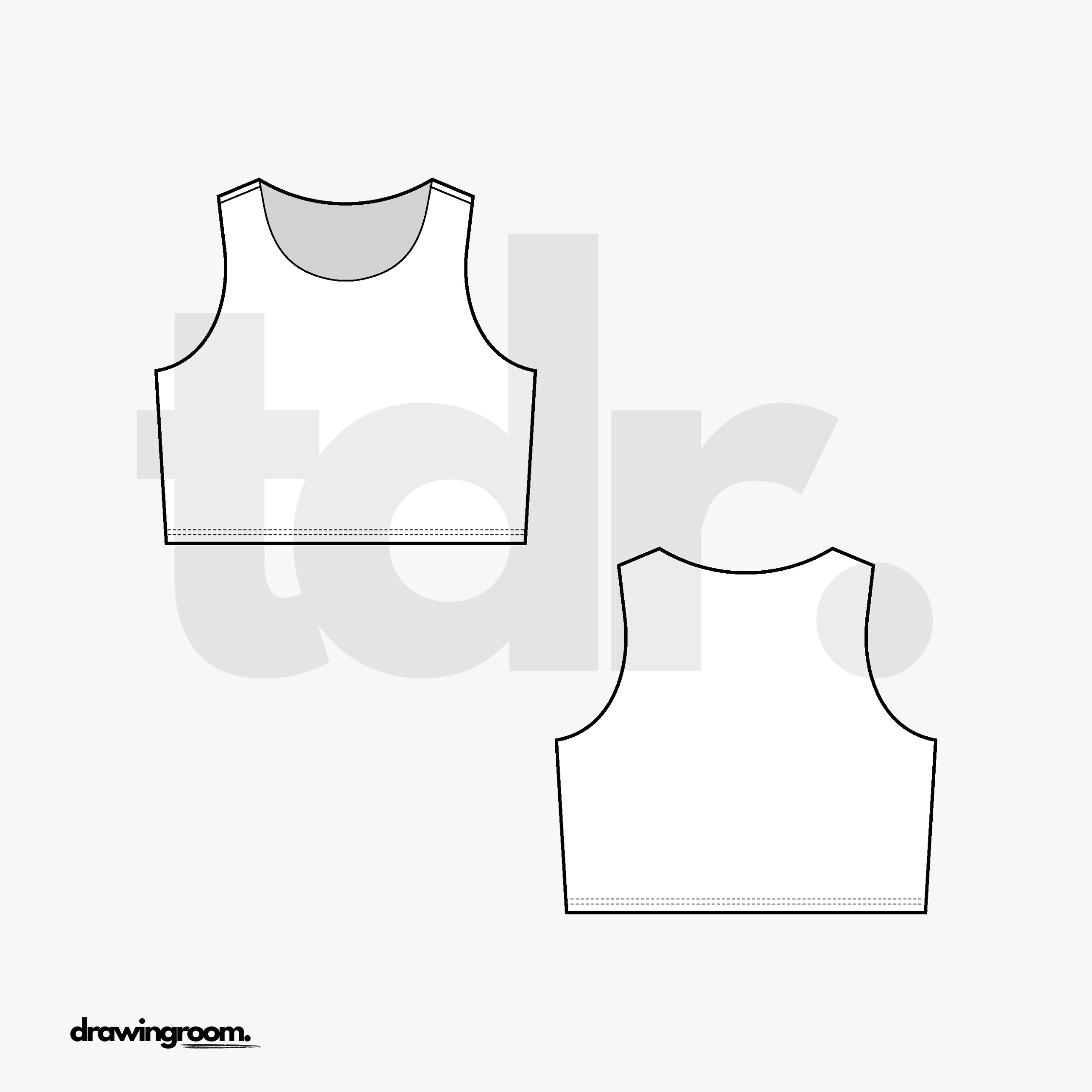 Fitted Cropped Tank Top - Flat Mockup Vector