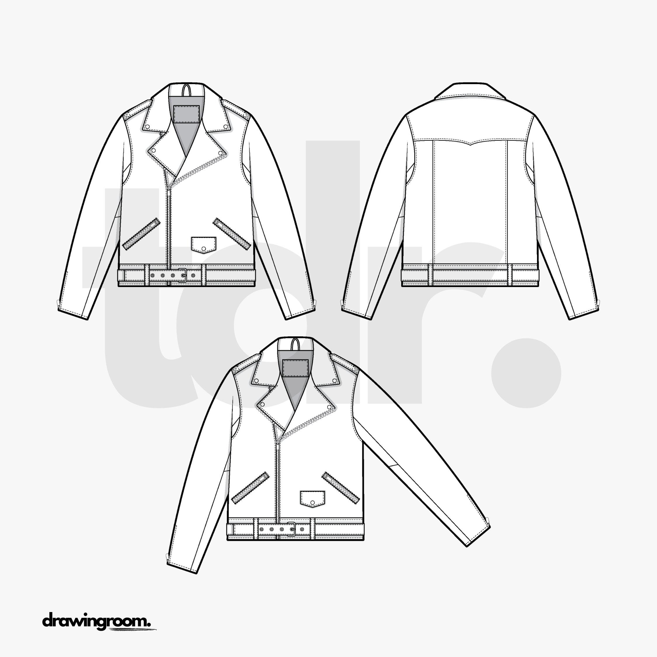 Regular Fit Biker Jacket - Flat Mockup Vector