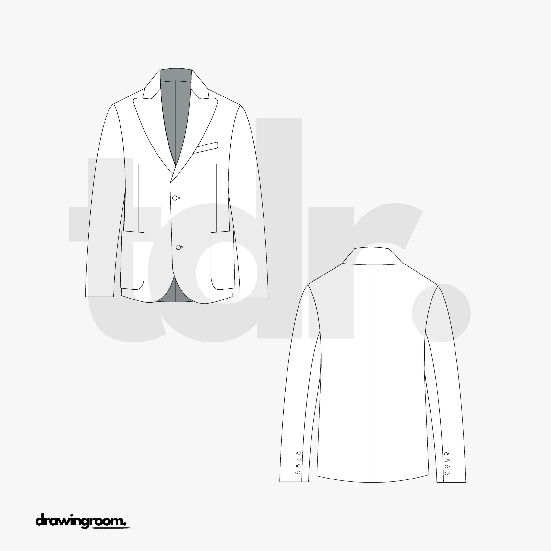 Slim Fit Blazer - Flat Mockup Vector