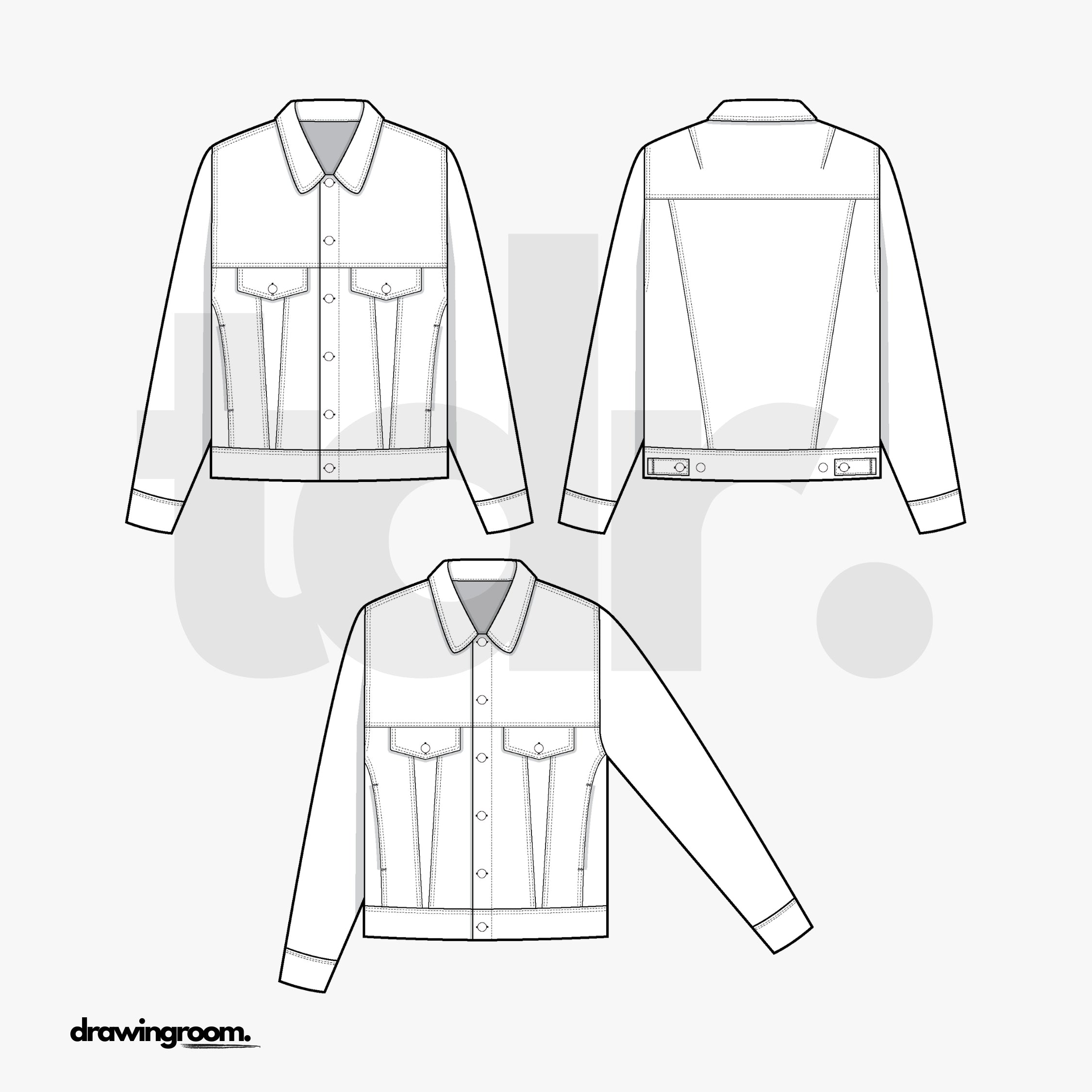 Regular Fit Jean Jacket - Flat Mockup Vector